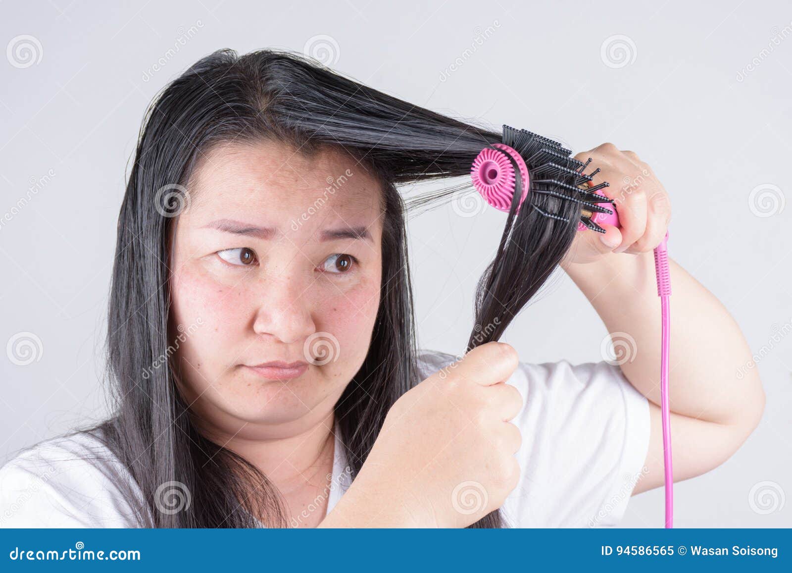 Women with Hair Rollers are Serious about Hair Problems Stock Image
