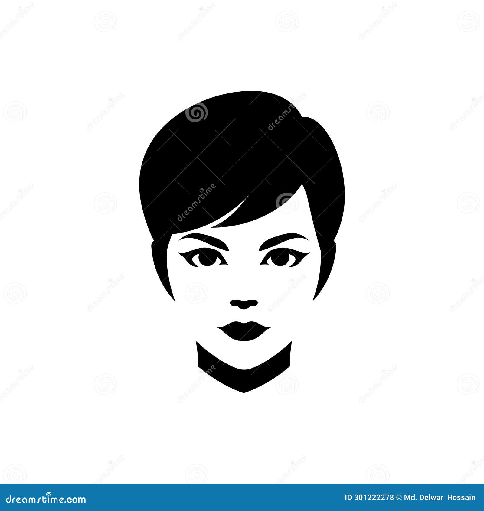 Women Hair Style Pixie Cut Icon Stock Vector Illustration of