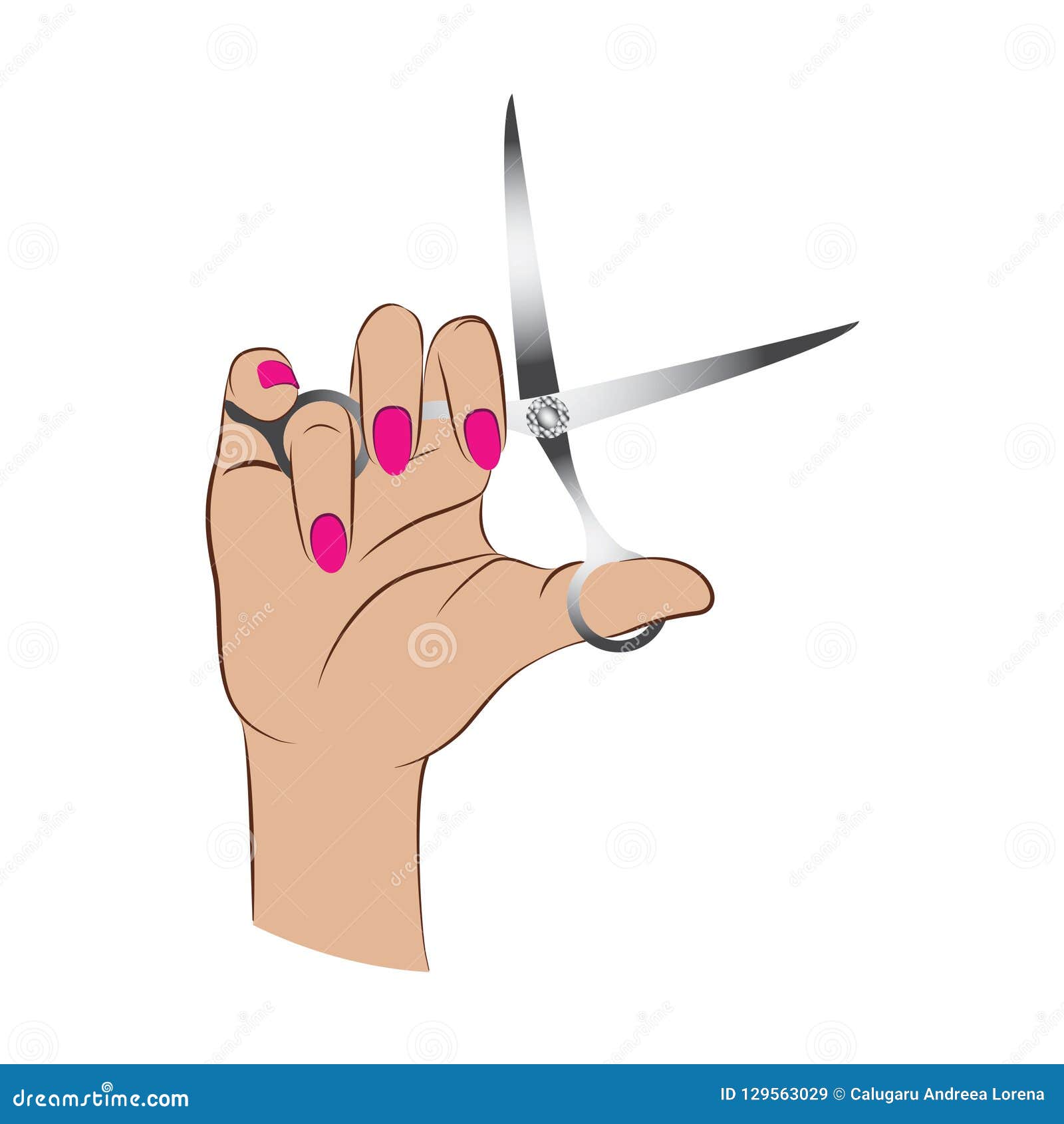 women hand holding shears