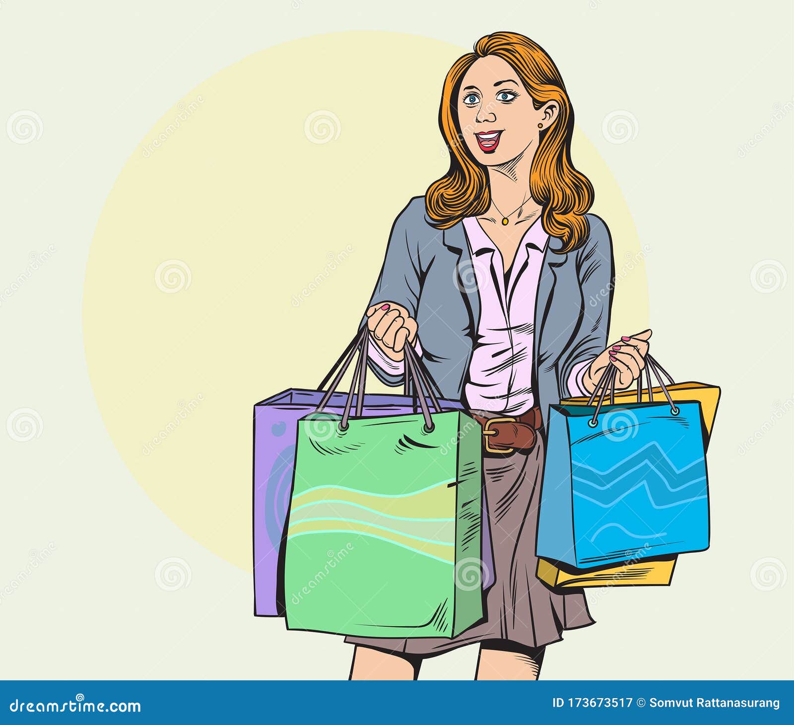 Women are Happy with Shopping at a Discounted Price. Stock Vector ...