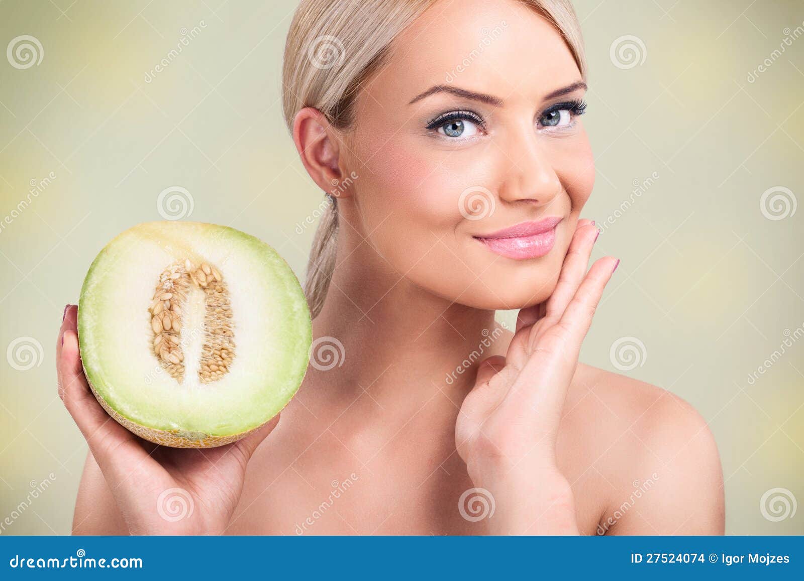 Women With Healthy Skin Thanks To The Melons Stock Images ...
