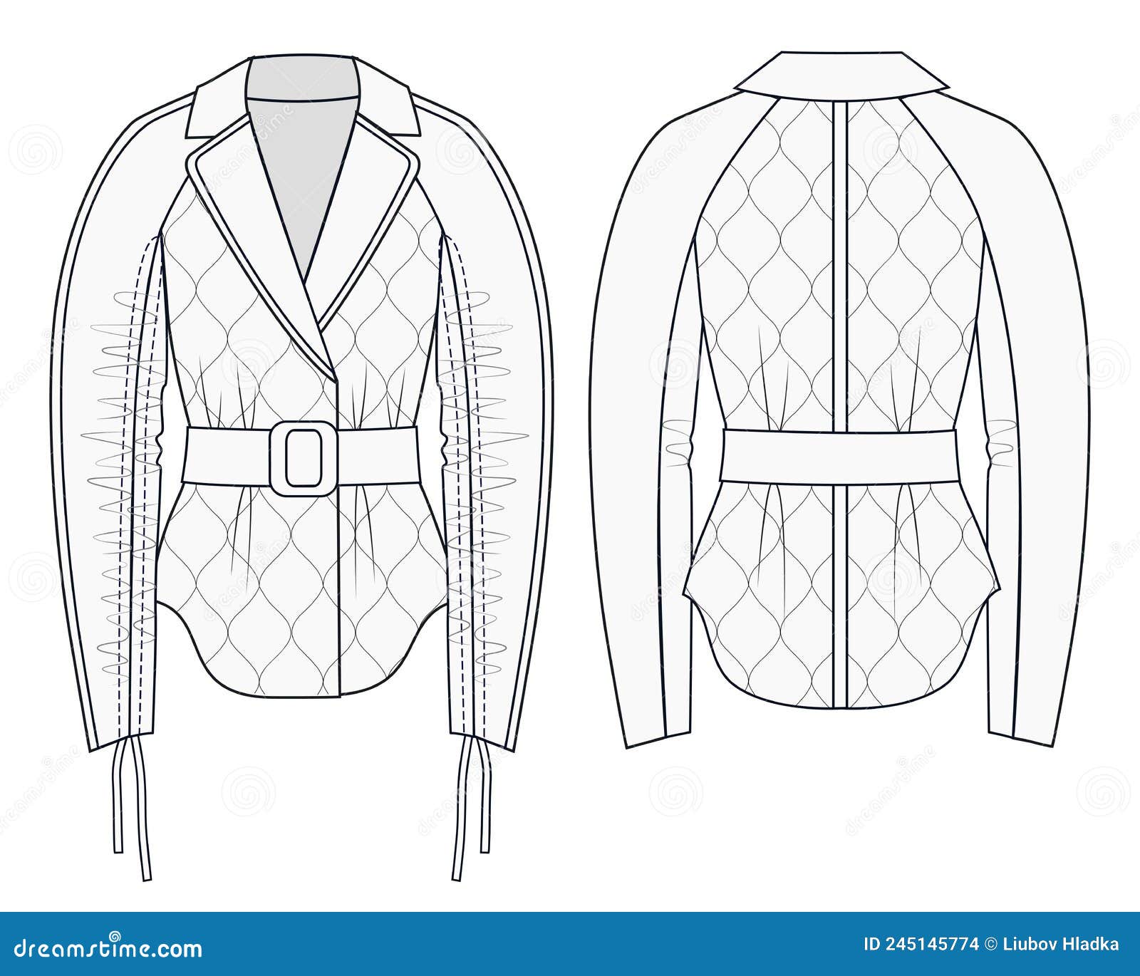 Fashion Flat sketch template - woman coat - Stock Image - Everypixel