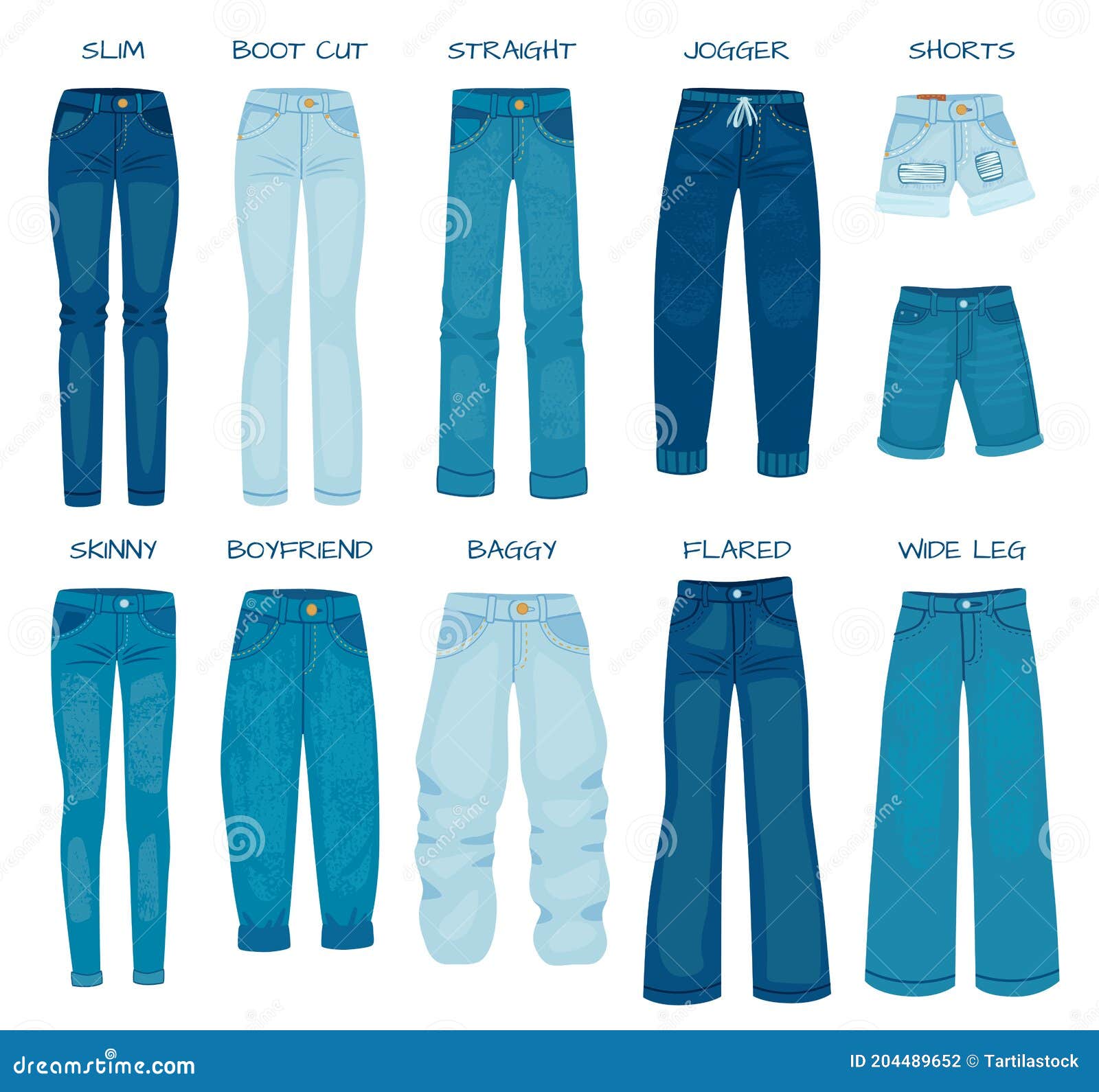 Denim pants / jeans Various types of silhouette... - Stock Illustration  [88752106] - PIXTA