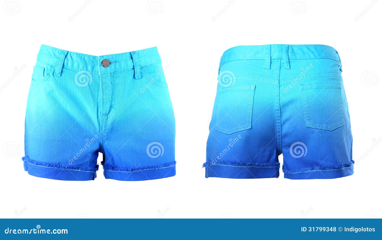 Download A Women Jeans Shorts Isolated. Front And Back. Stock Photo ...