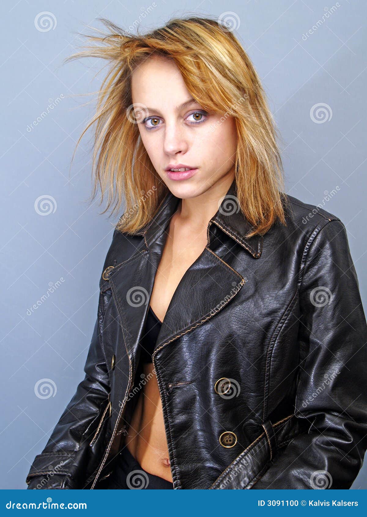 Women in leather stock photo. Image of glamour, face 