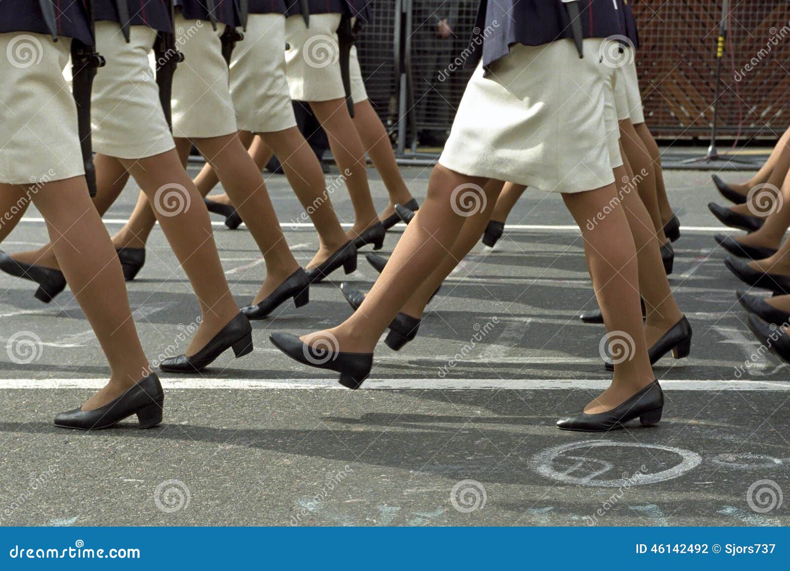 women legs during military parade