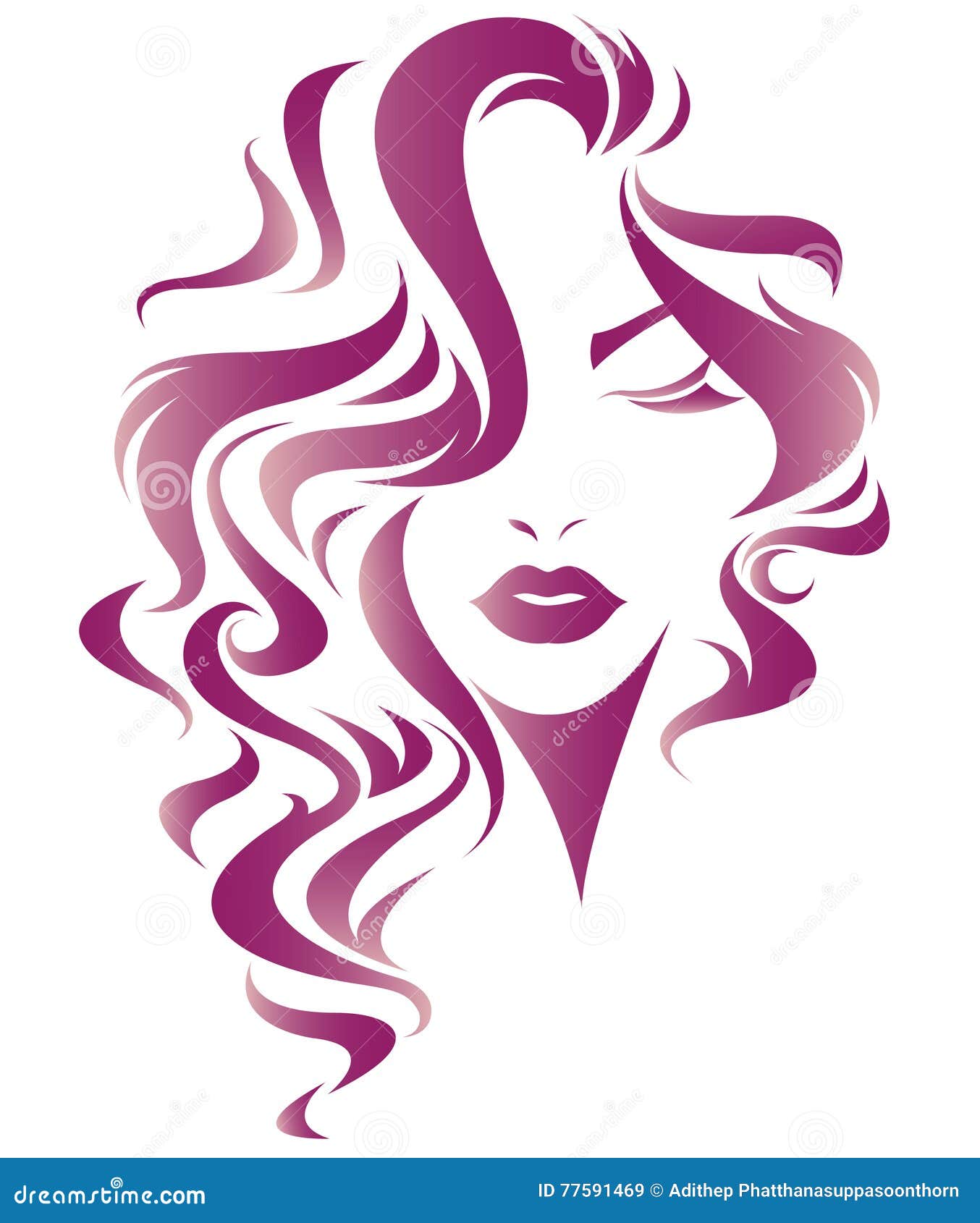 Women Long Hair Style Icon, Logo Women Face Stock Vector - Illustration of  barber, lifestyle: 77591469
