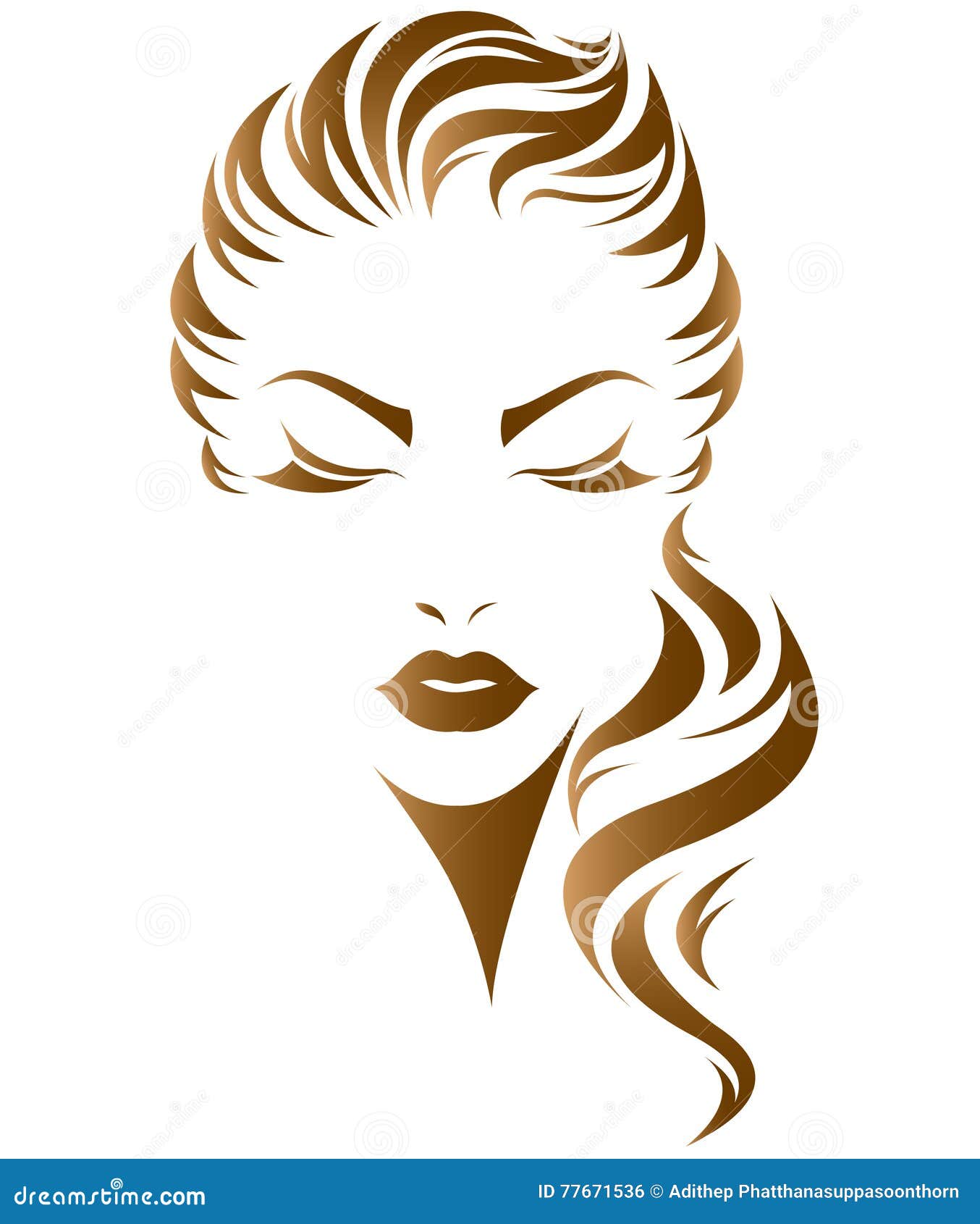 Women Long Hair Style Icon, Logo Women Face Illustration 77671536 - Megapixl