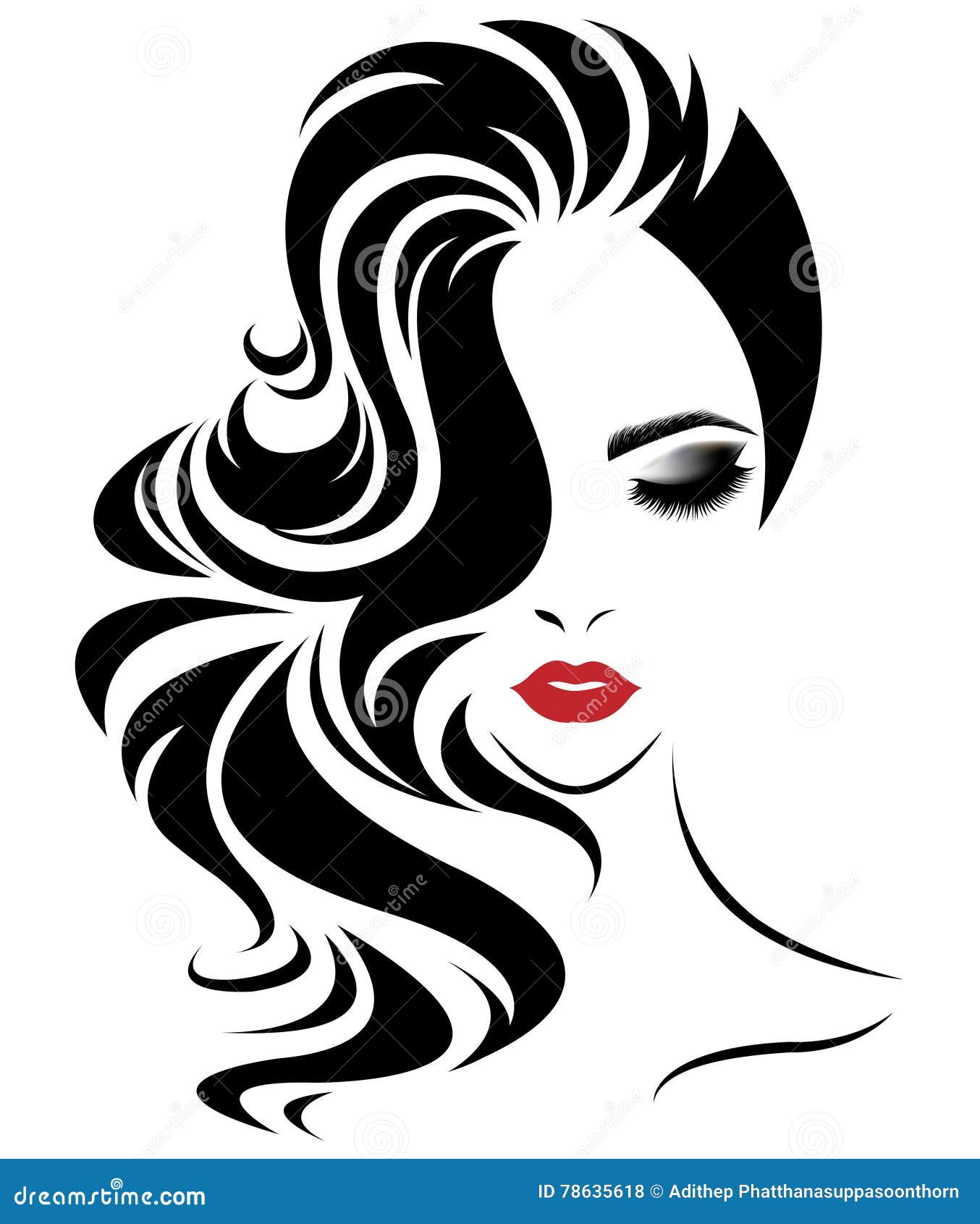 Women Long Hair Style Icon, Logo Women Face on White Background Stock  Vector - Illustration of face, elegant: 78635618