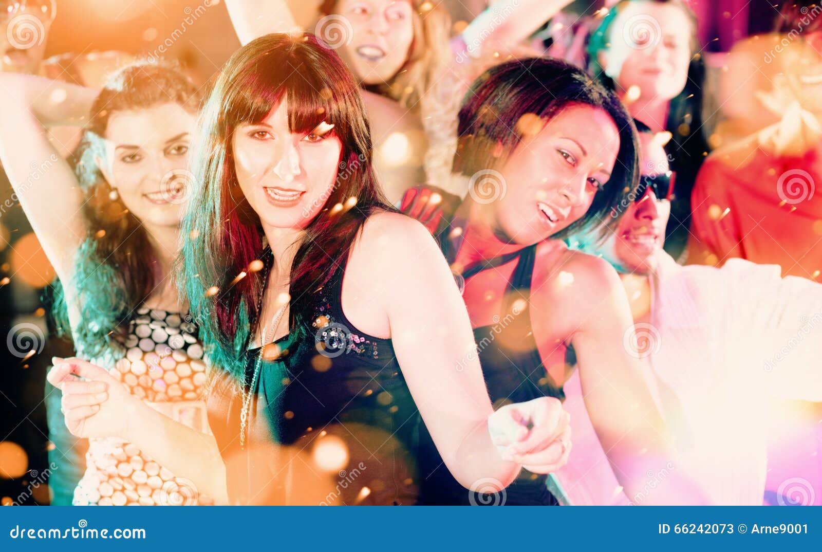 Women and Men Dancing in Club or Disco Having Party Stock Image - Image ...