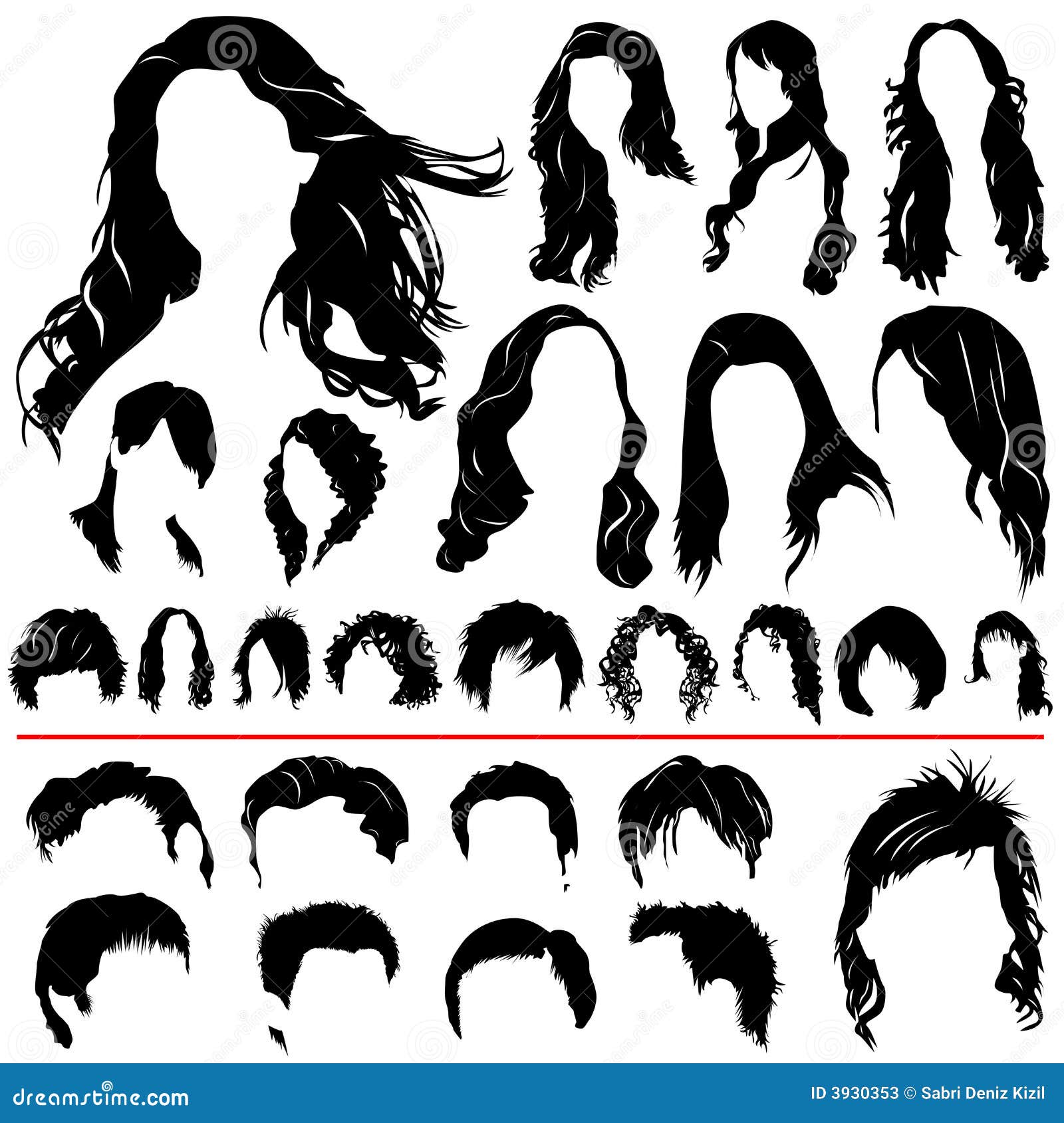 Women and men hair vector stock vector. Illustration of black - 3930353