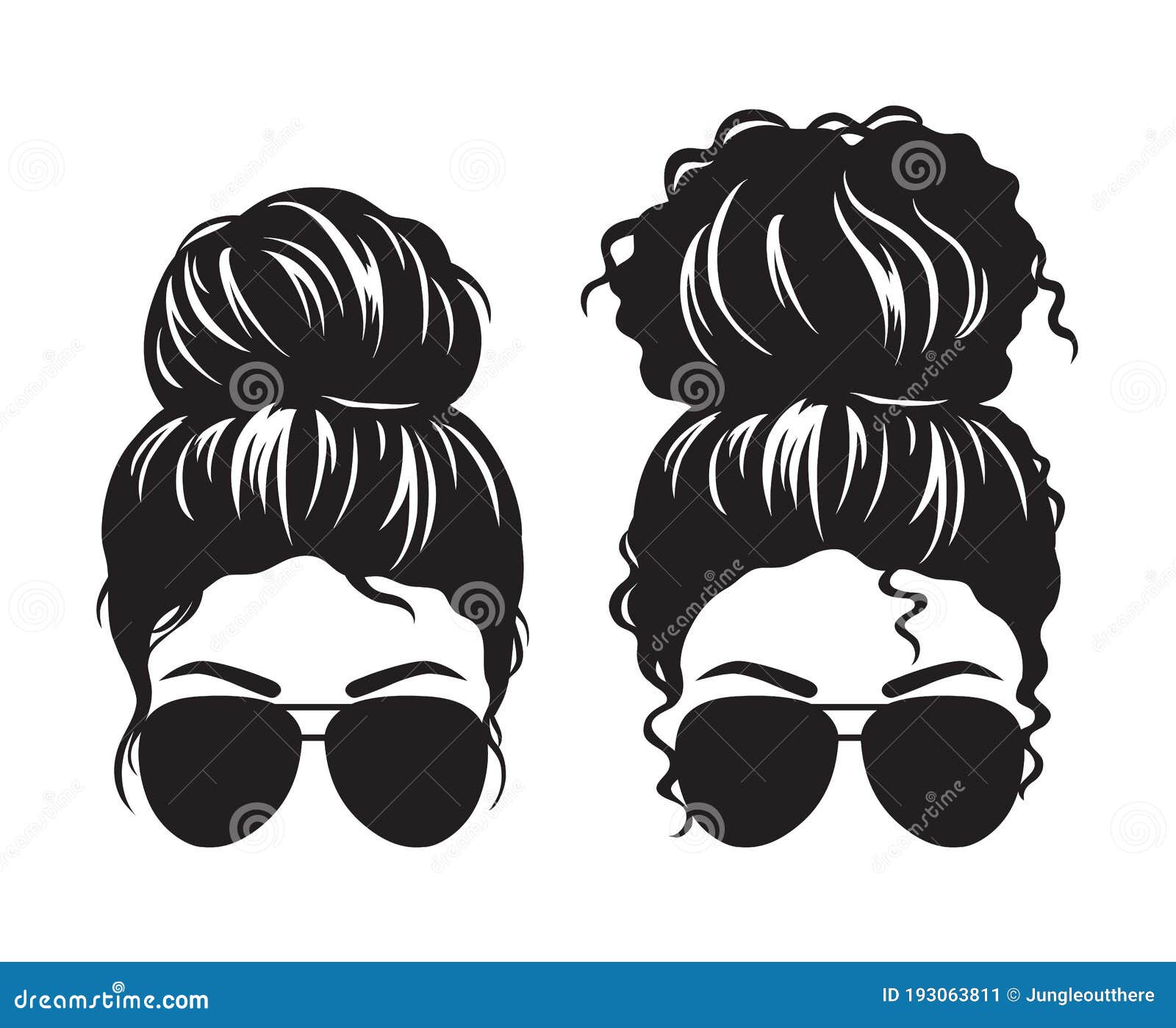 Download Women With Messy Bun And Sunglasses Face Silhouette Stock ...