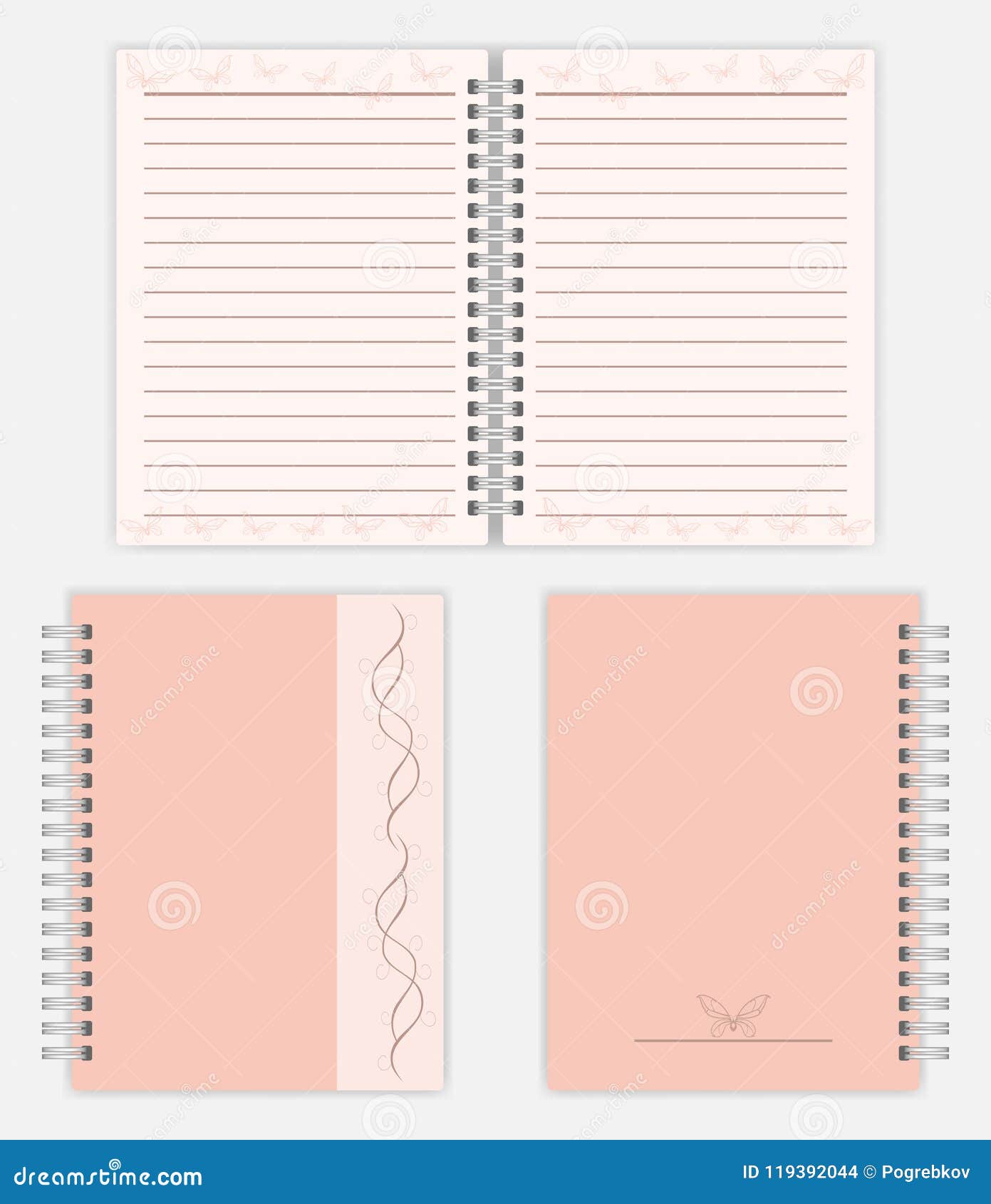 Download Women Notebook Mockup Design Spread Front And Back Cover Stock Vector Illustration Of Metal Diary 119392044