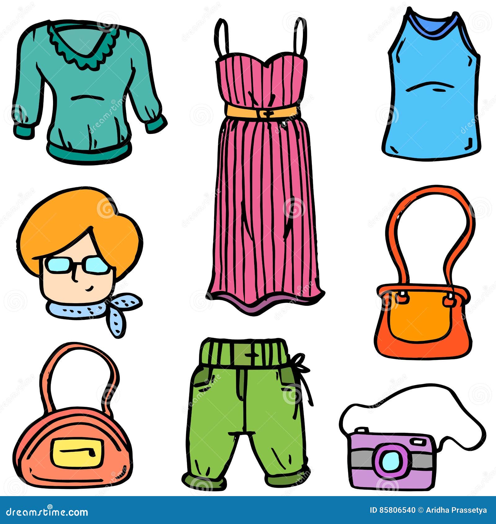 Women Object Clothes Doodles Stock Illustrations – 61 Women Object ...