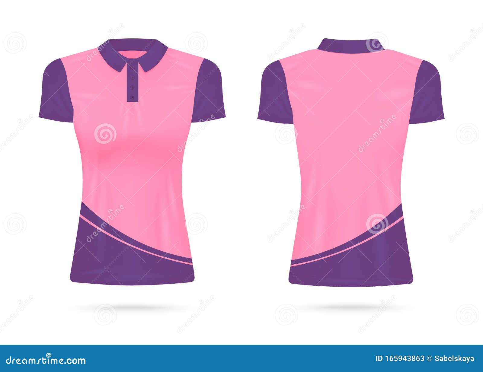 Download Women Polo Shirt In Pink And Purple Mockup Realistic ...