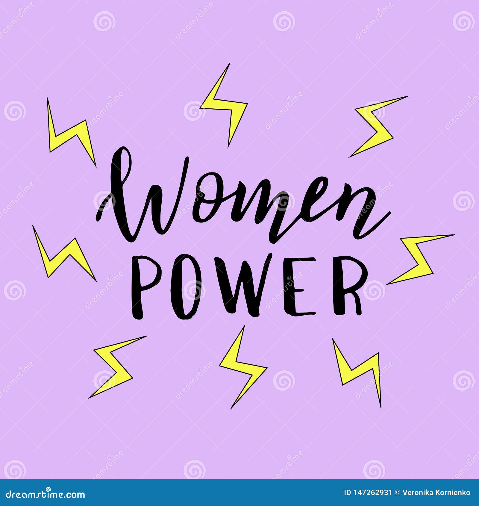 Women Power Hand Drawn Poster. Trendy Feminist Sticker, Print for T ...