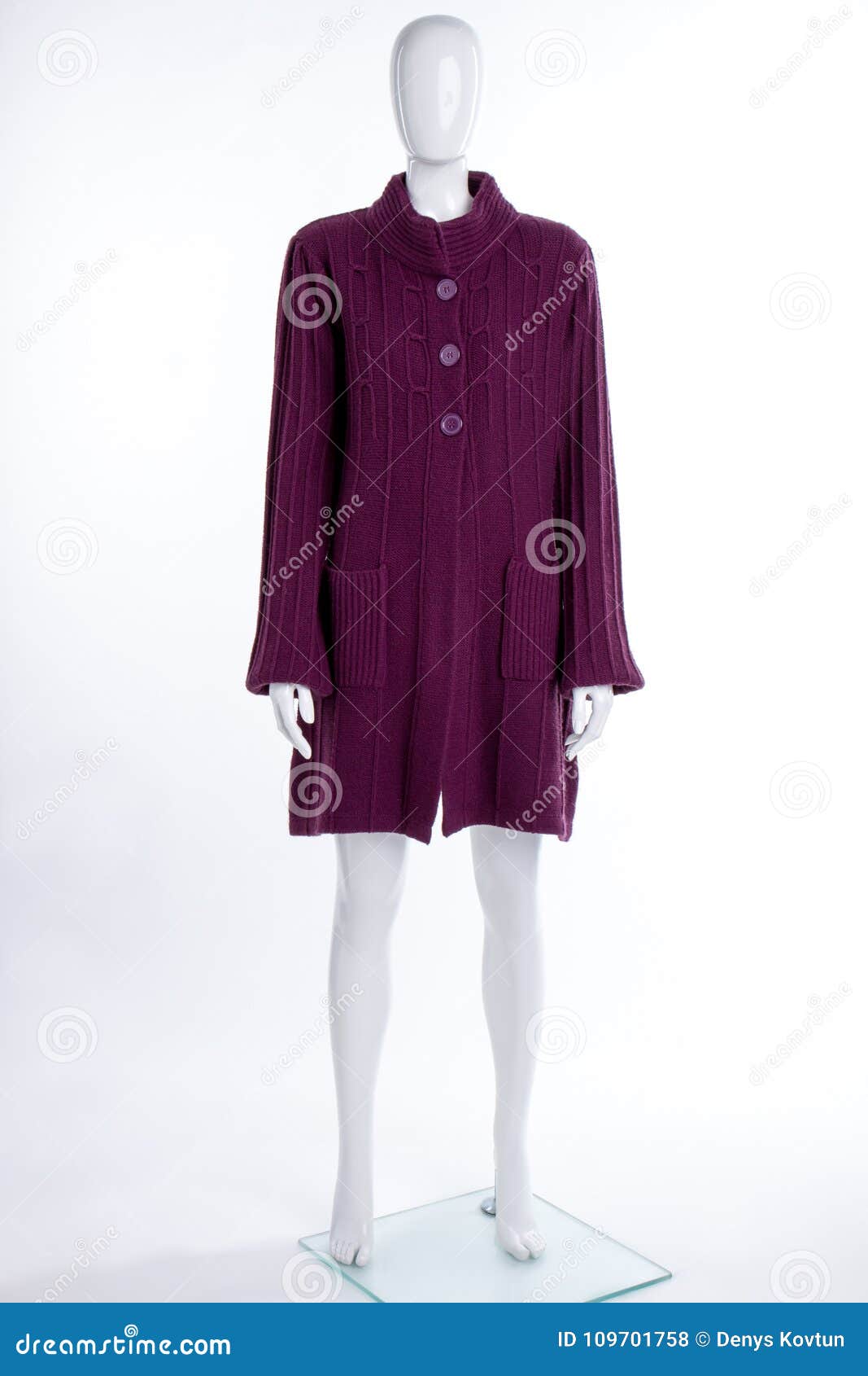 Women Purple Color Cardigan on Mannequin. Stock Photo - Image of ...