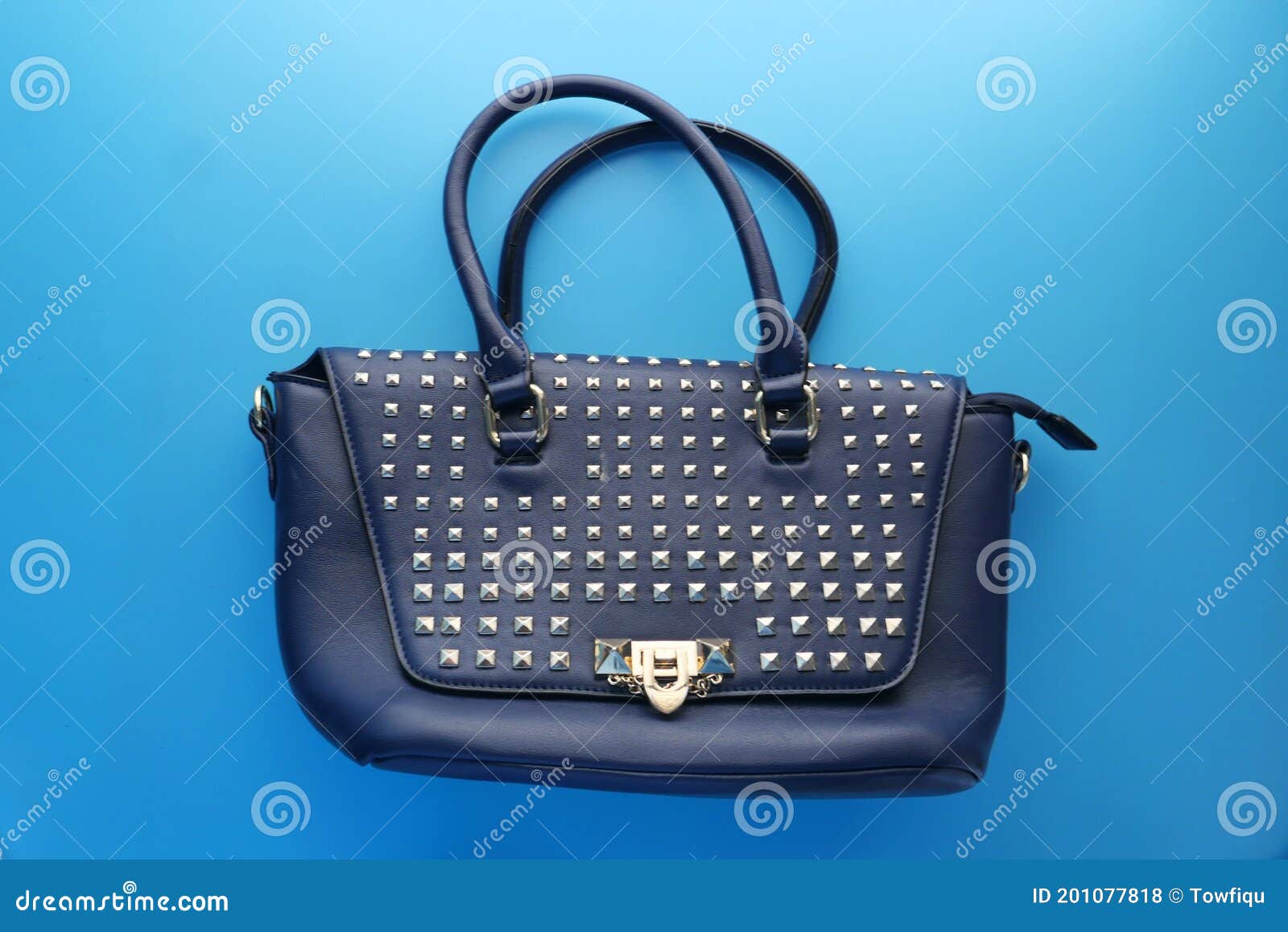 Women Purse Wallet on Blue Background Top View Stock Photo Image of