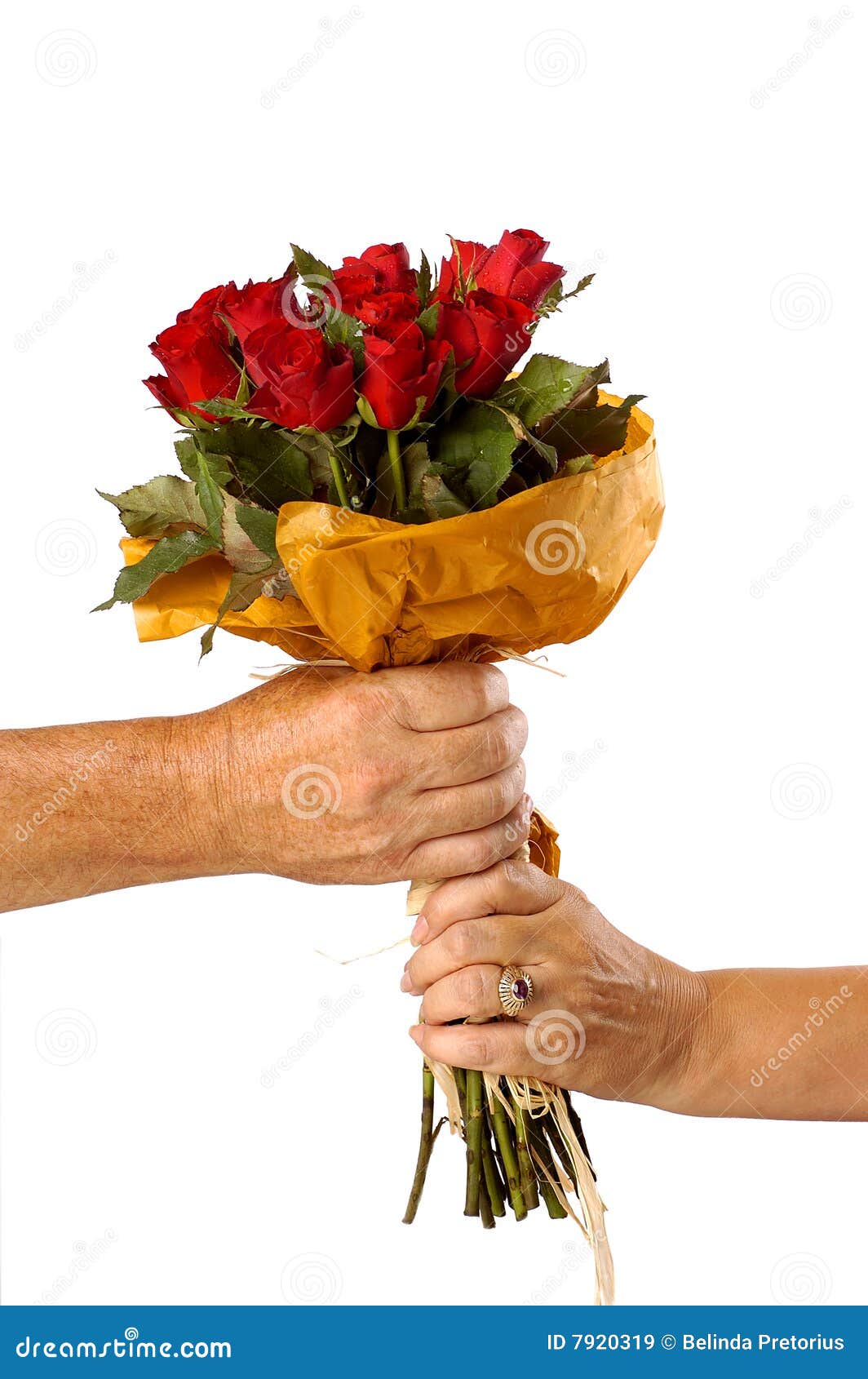 A Women Receiving Red Roses From A Man Royalty Free Stock Images Image 7920319