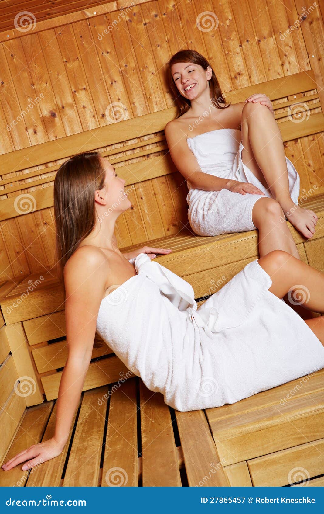 Mature and teen females in Sauna