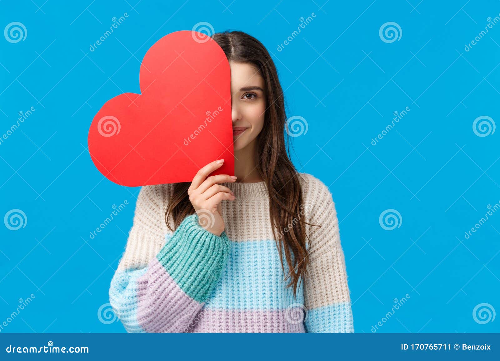 Women, Romance and Valentines Day. Romantic Cute, Dreamy Girl in Winter ...