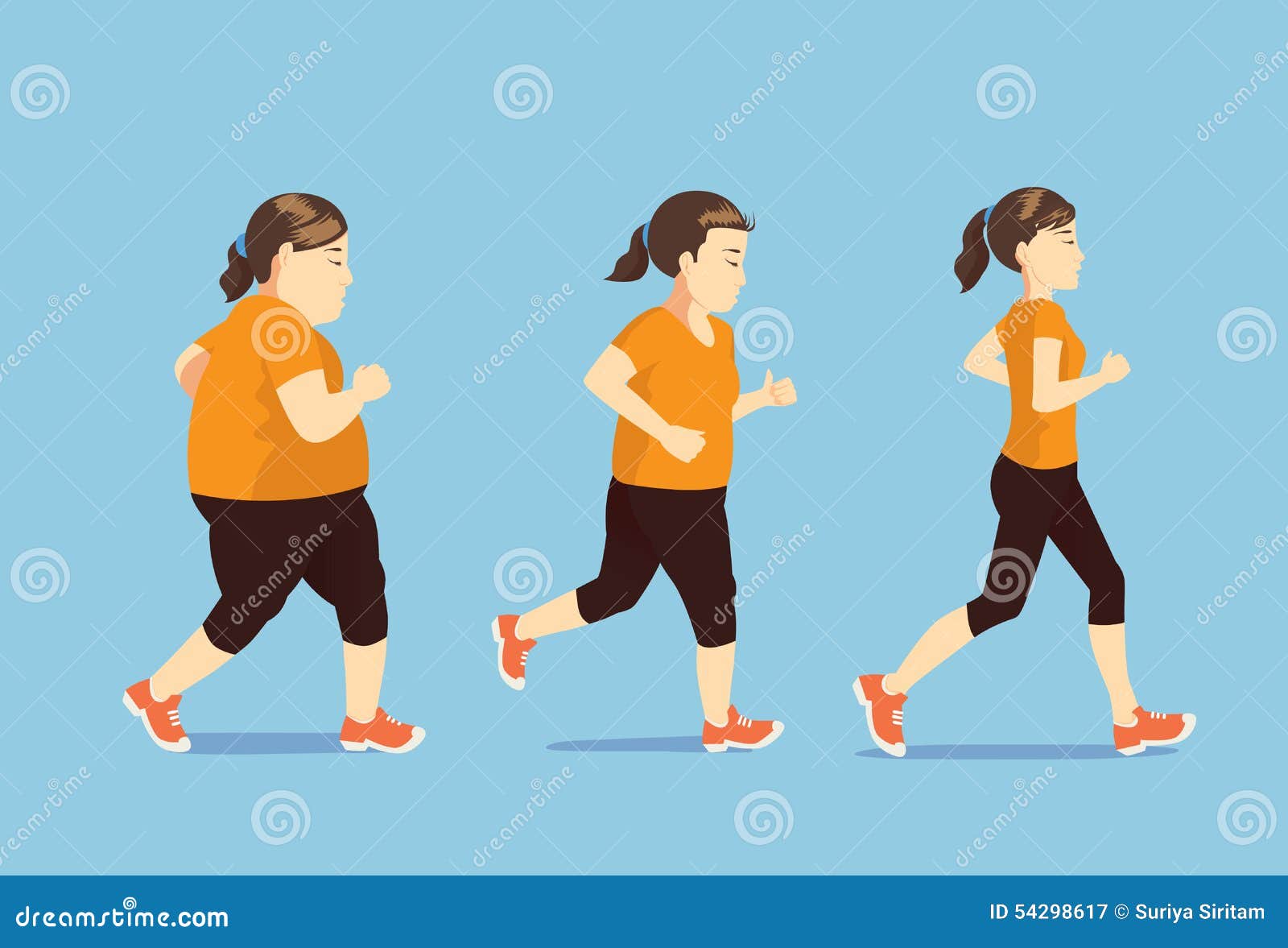Women Running To Slim Stock Vector - Image: 54298617