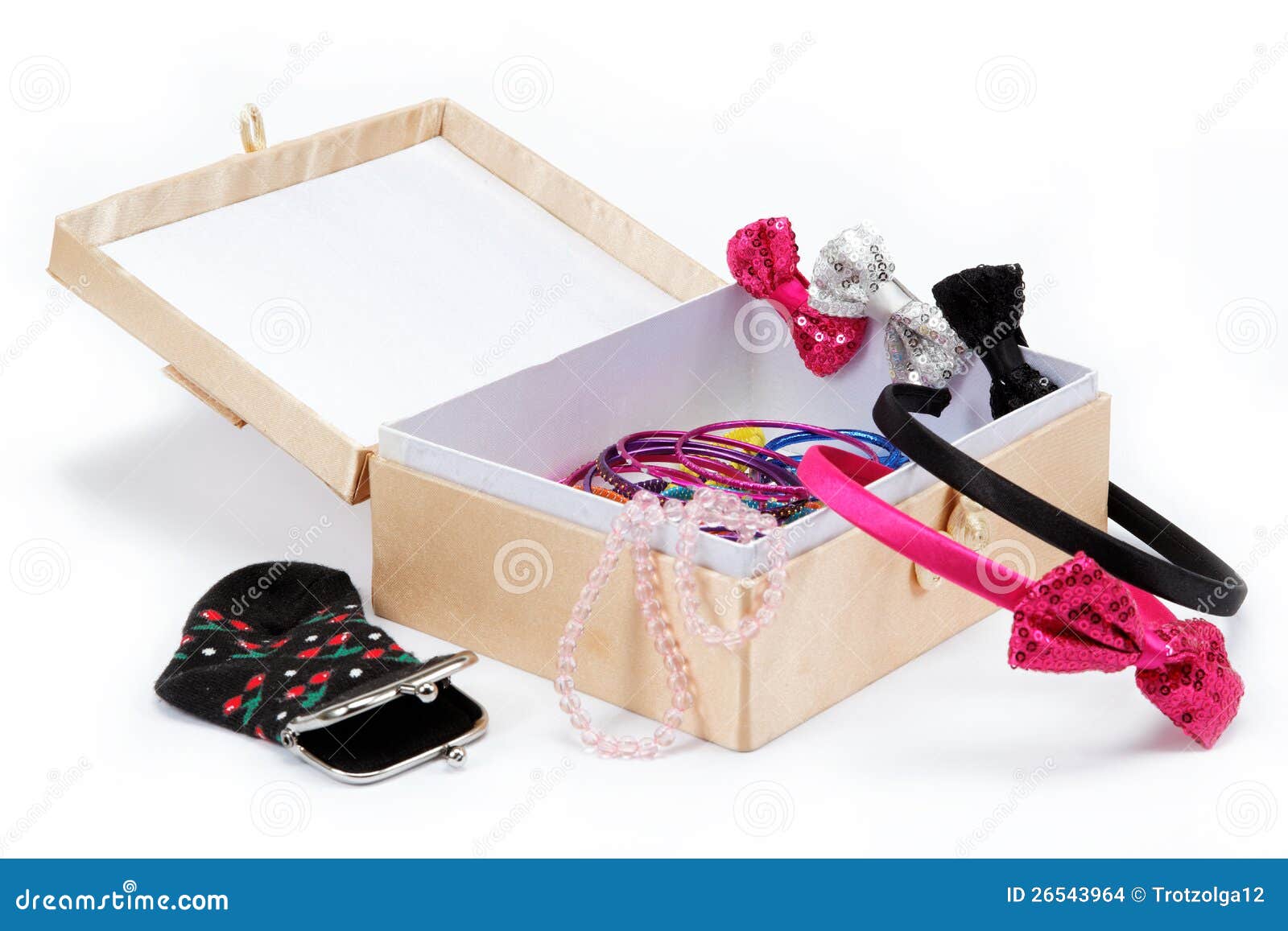 Women S Accessories in the Box on a White. Stock Photo Image of style