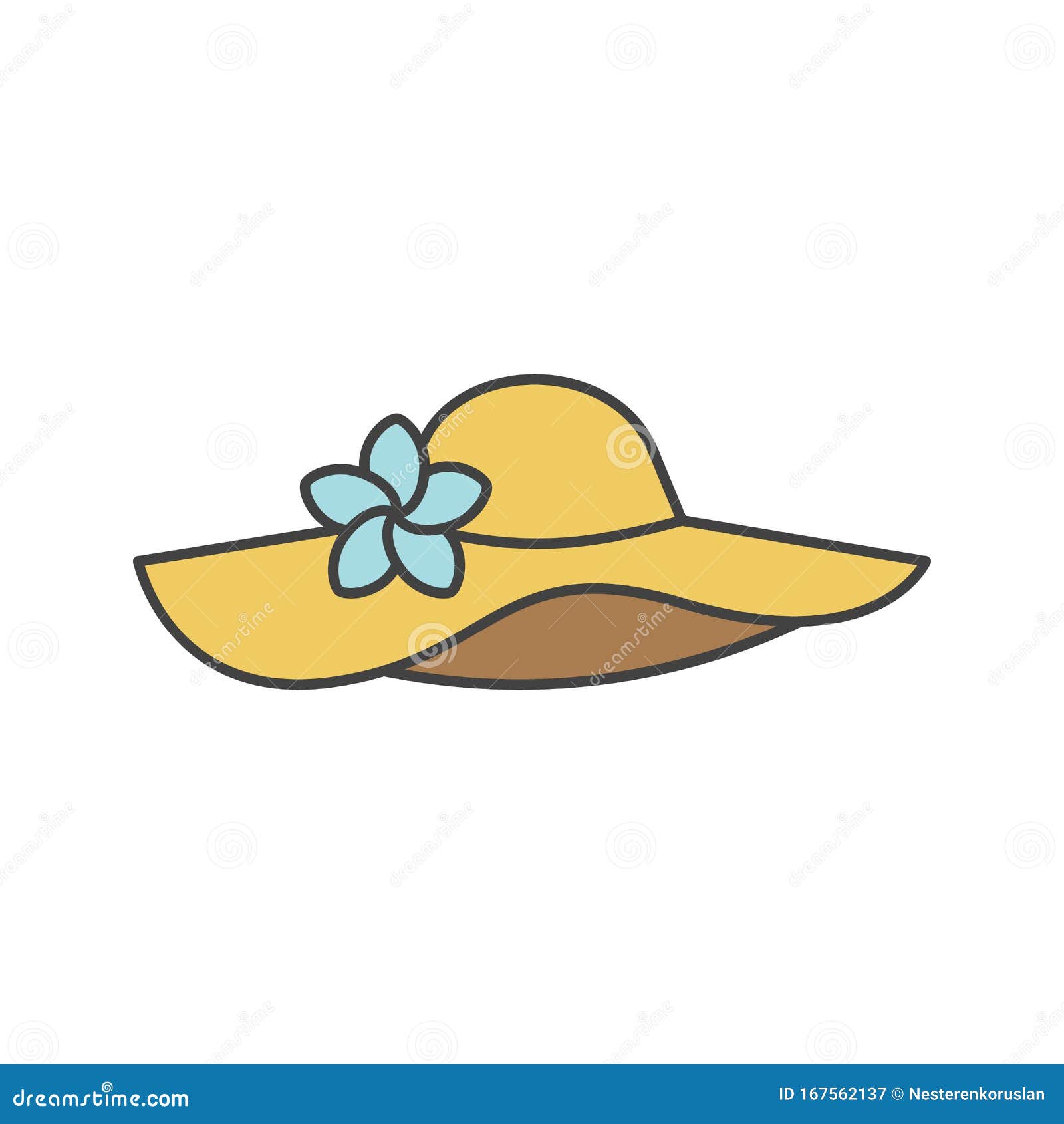 Women`s Beach Hat with Flower Color Icon Stock Vector - Illustration of ...