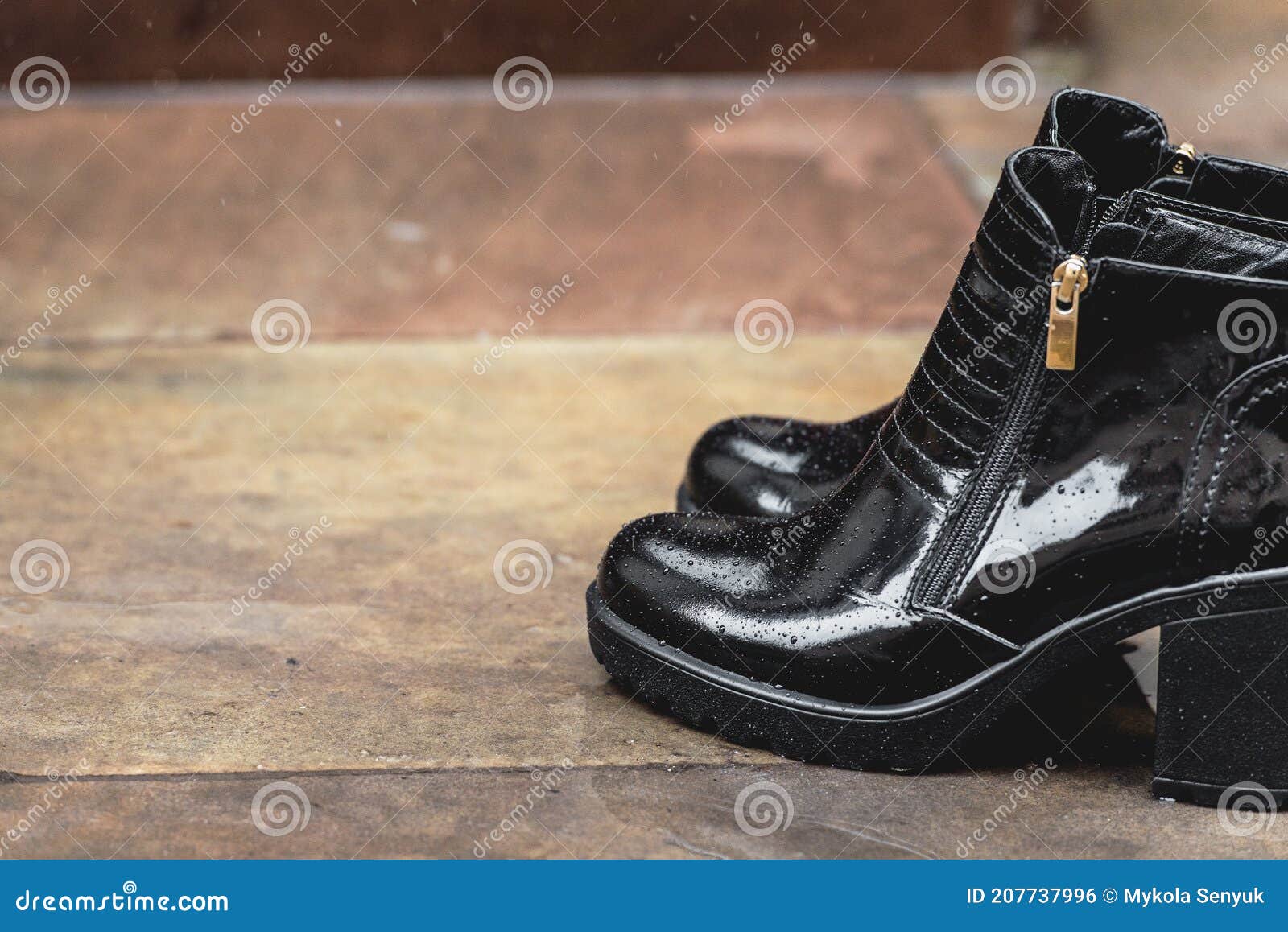 Women S Black Patent Leather Boots. Street Photo. Fashion Advertising ...