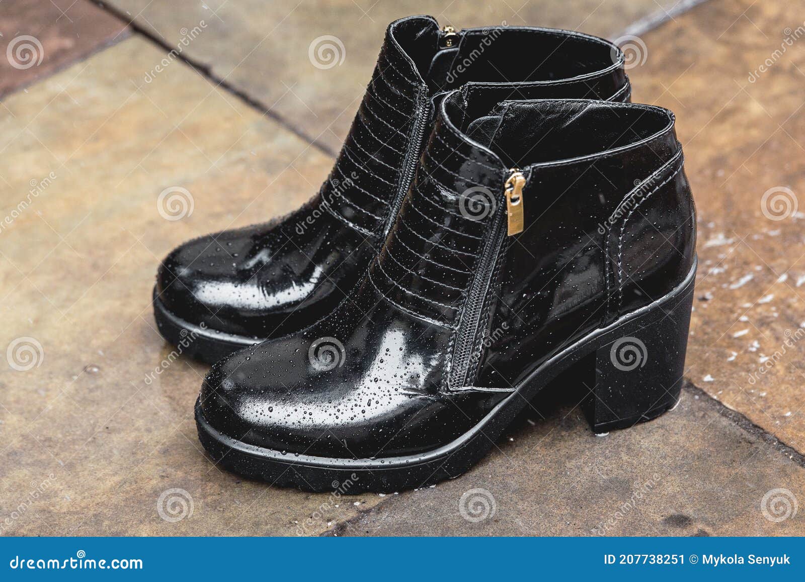 Women S Black Patent Leather Boots. Street Photo. Fashion Advertising ...