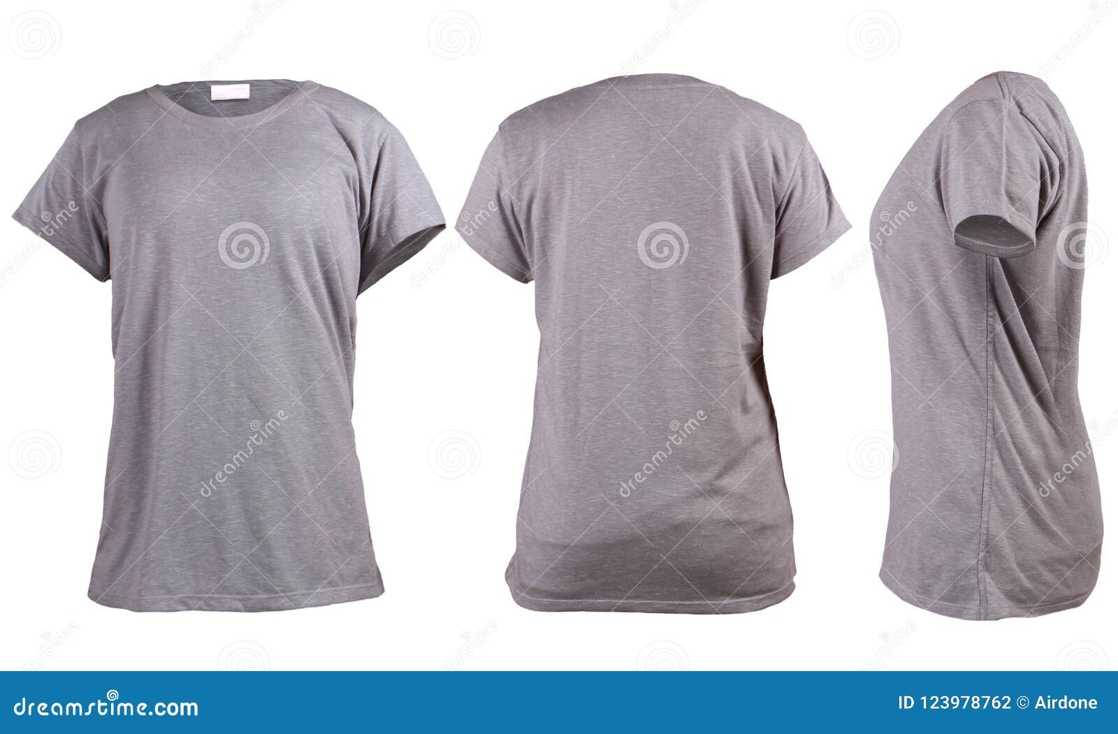 Download Women`s Blank Grey T-shirt, Front, Back And Side Vie ...