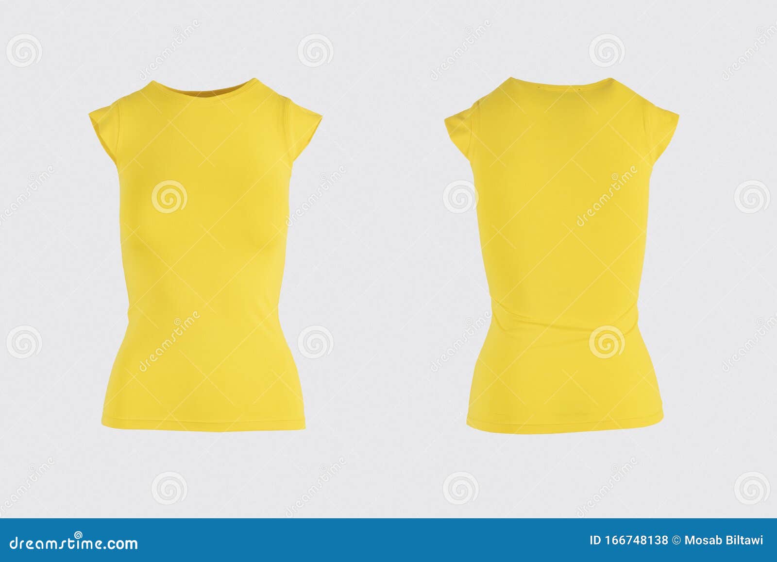 Download Women`s Blank Yellow Short Sleeve T-shirt, Front And Back ...