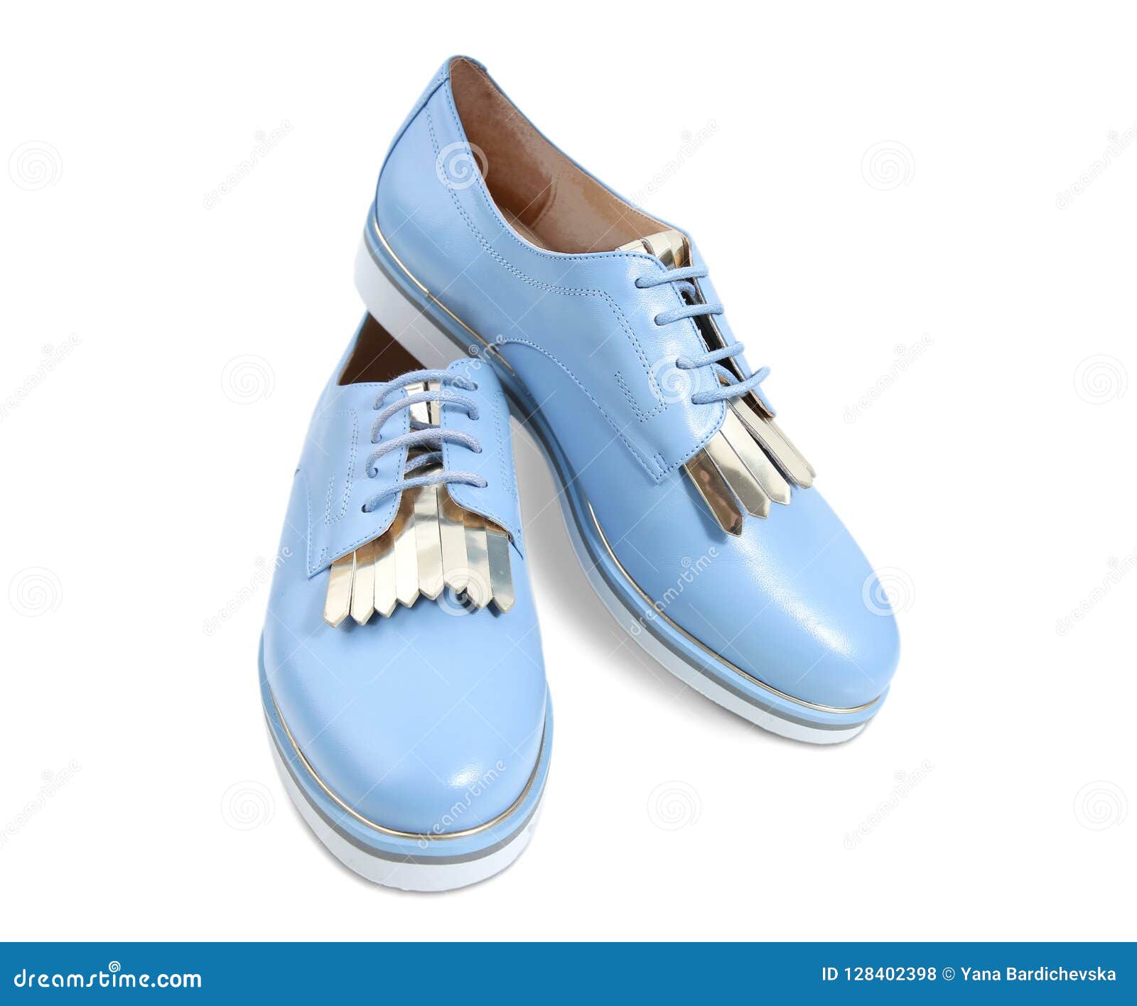 Women`s Blue Shoes Pair Isolated. Stock Photo - Image of lace, loafer ...