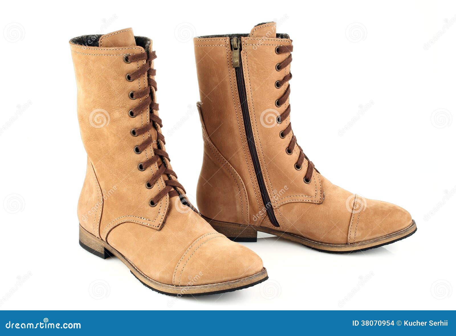 Women S Brown Boots with Laces Stock Photo Image of female, people