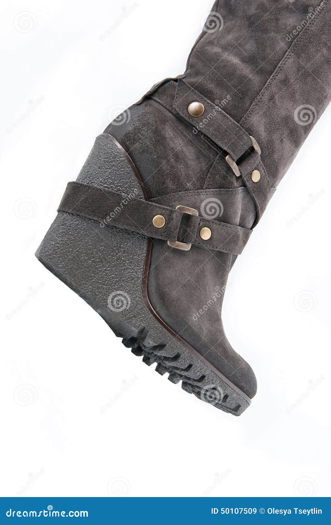 Women S Brown Suede Boots with High Wedges (part). Stock Image - Image ...