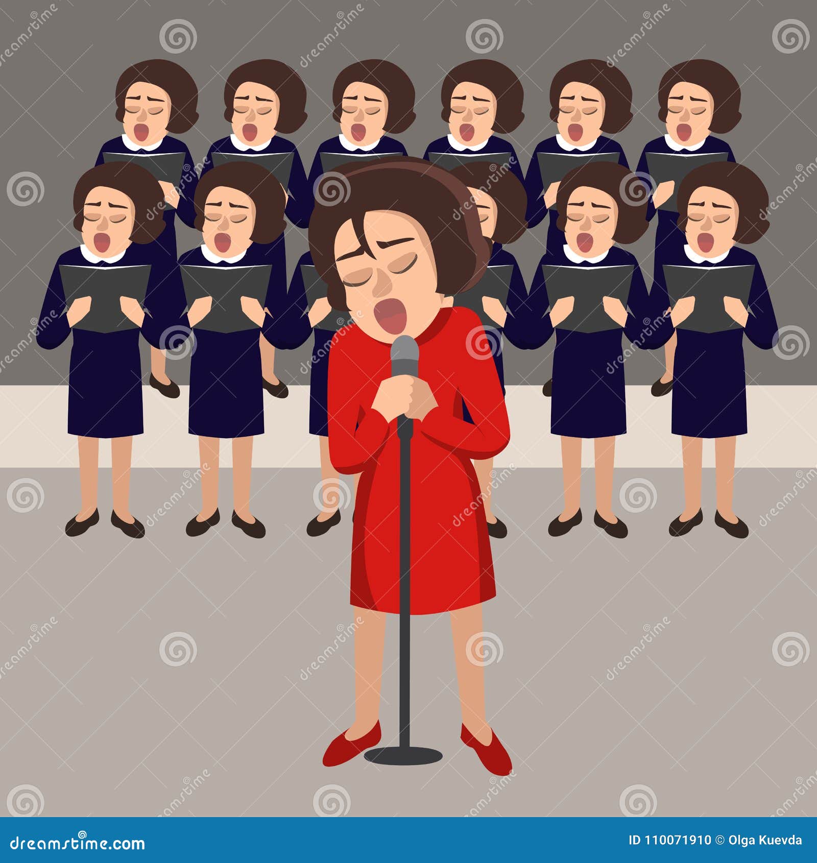 Women`s Choir Vector Cartoon Illustration Stock Vector Illustration
