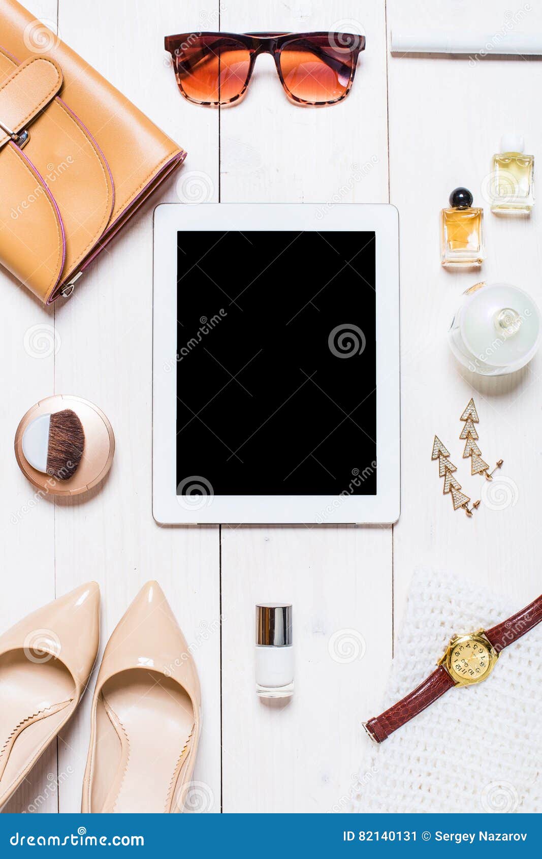 Women S Clothes and Accessories on a White Background Stock Image ...