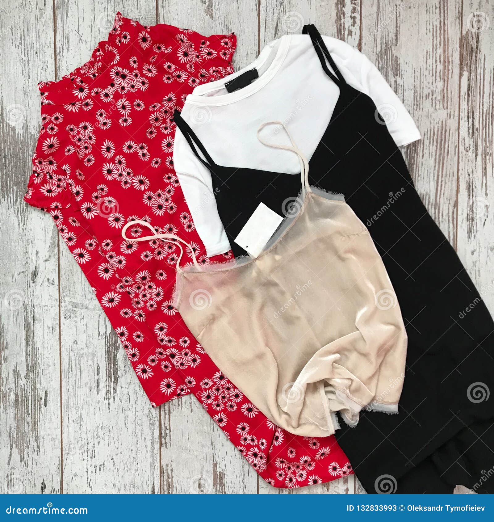 Women`s Clothes on the Wooden Background Stock Image - Image of fashion ...