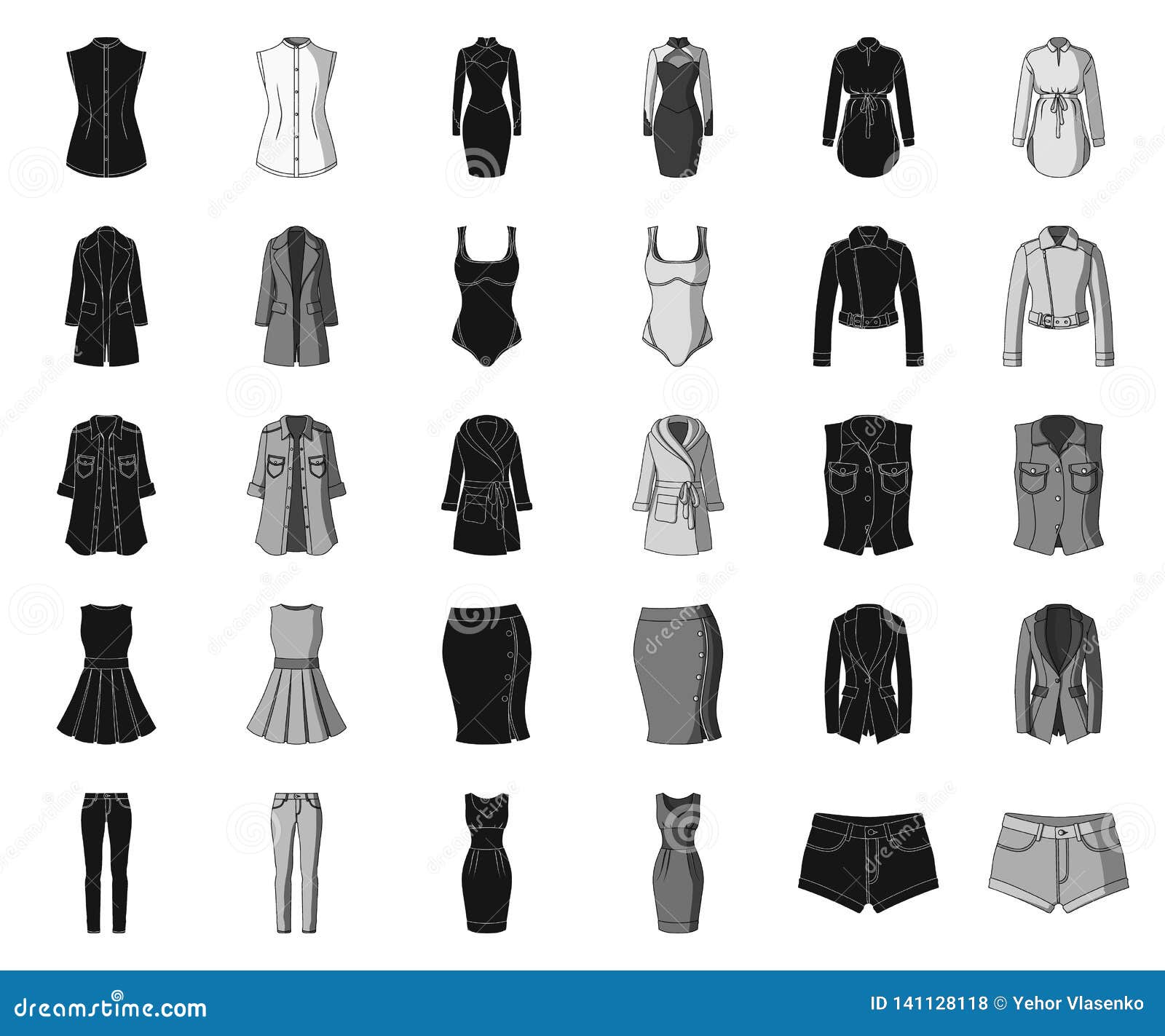 Women`s Clothing Black,monochrome Icons in Set Collection for Design ...
