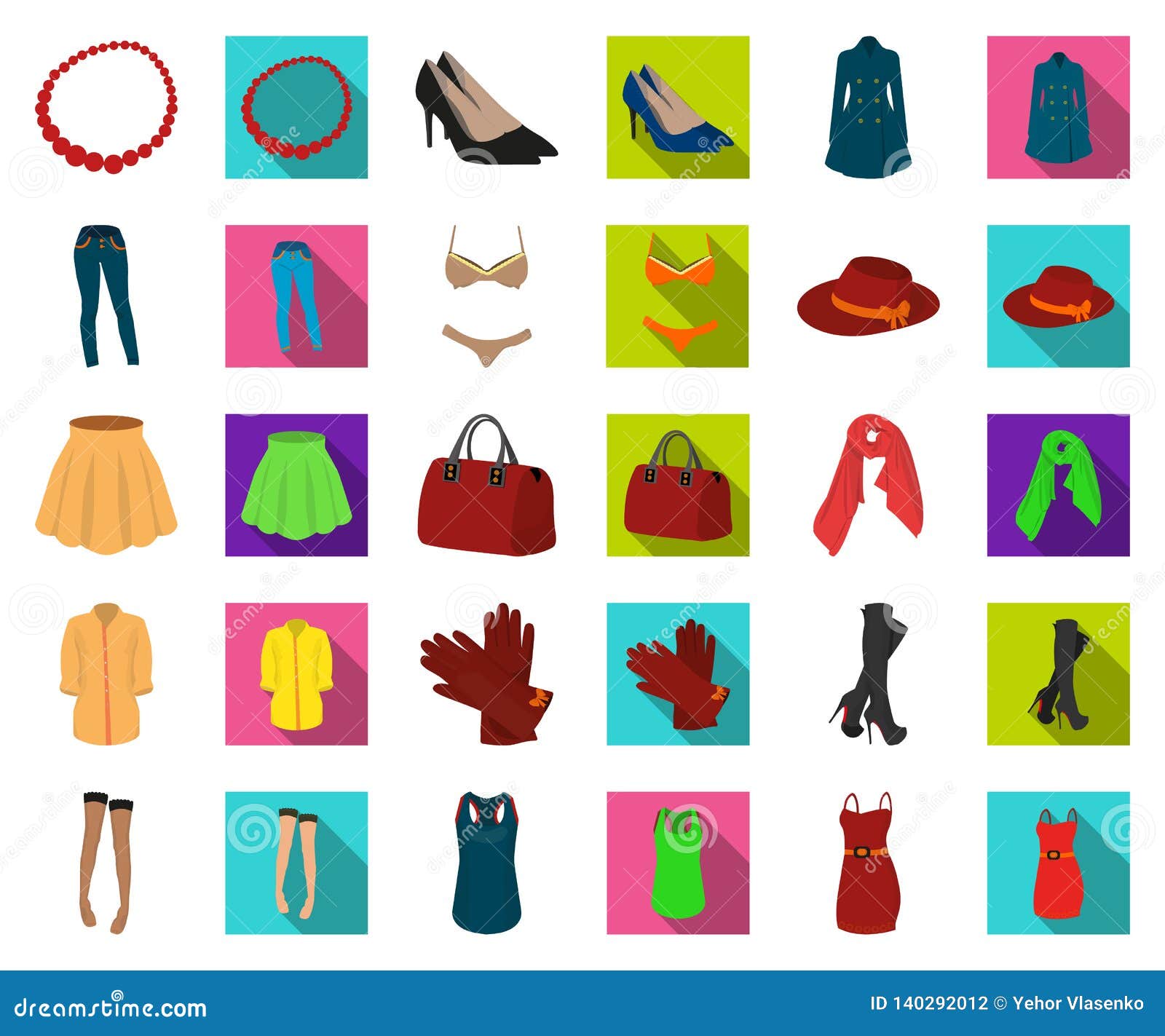 Women`s Clothing Cartoon,flat Icons in Set Collection for Design ...
