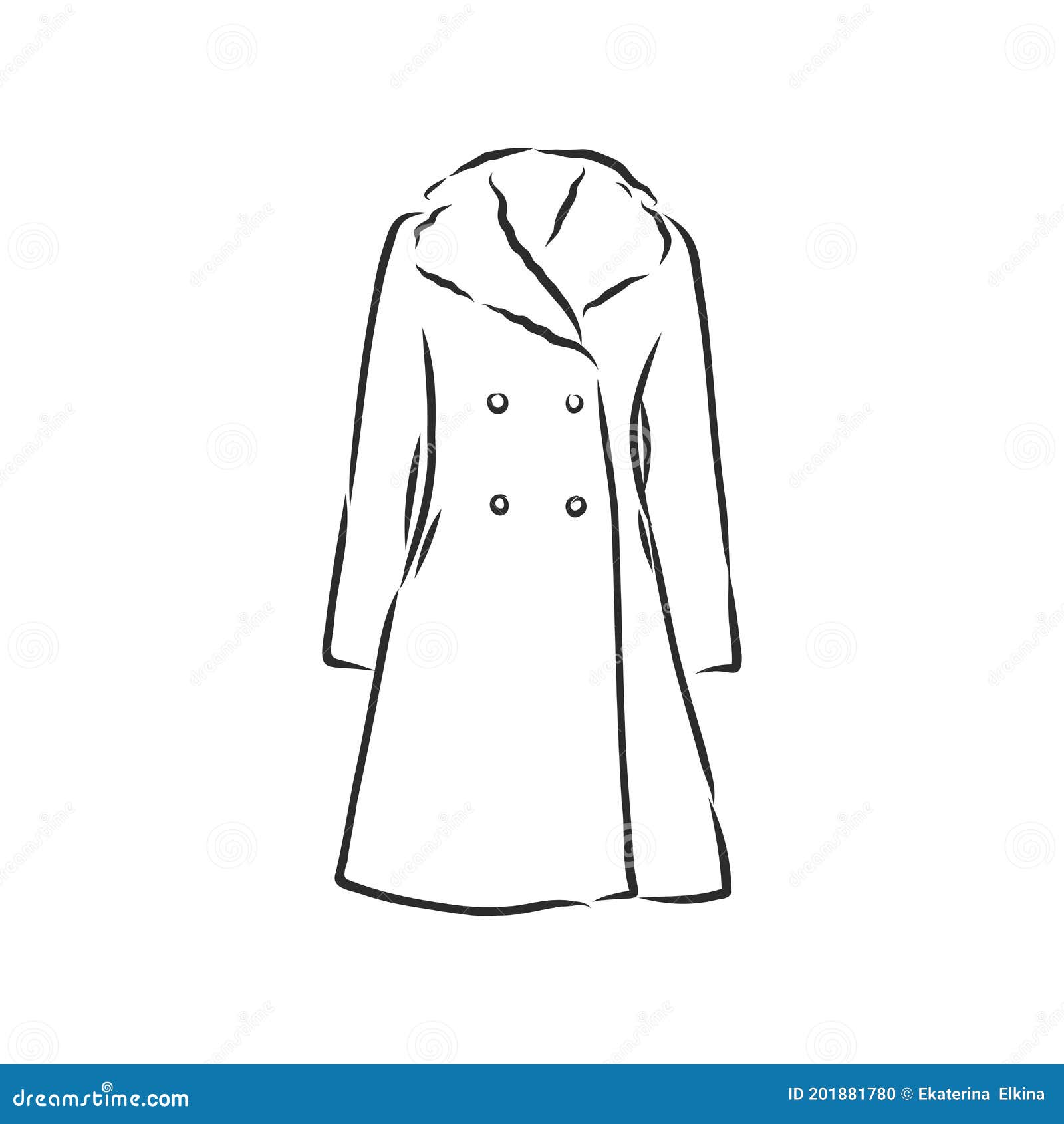 Women`s Coat, Fashion Flat Sketch. Technical Drawing Women`s Coat ...