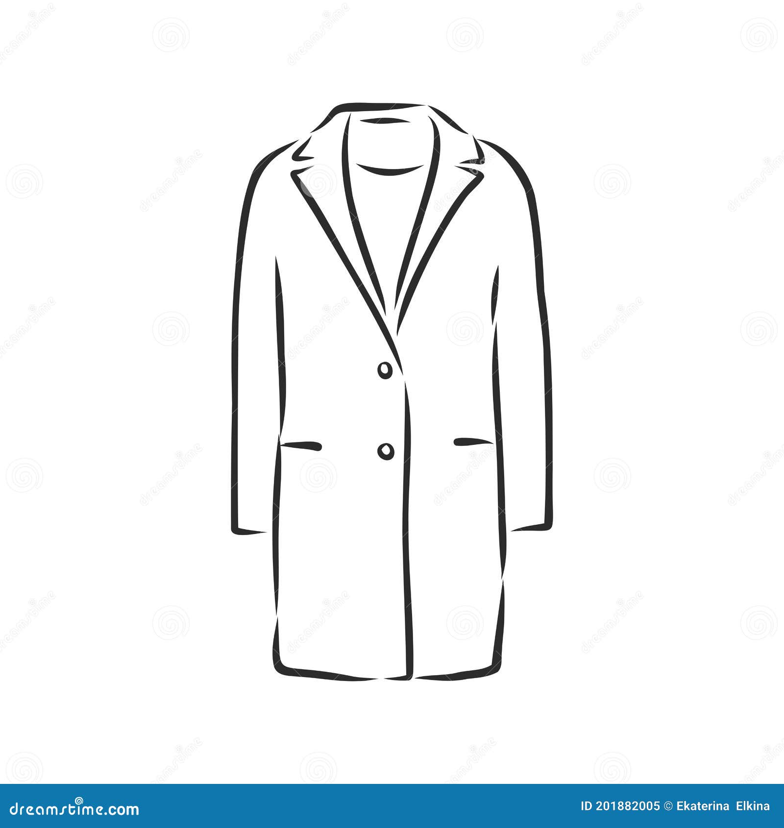 Women`s Coat, Fashion Flat Sketch. Technical Drawing Women`s Coat ...