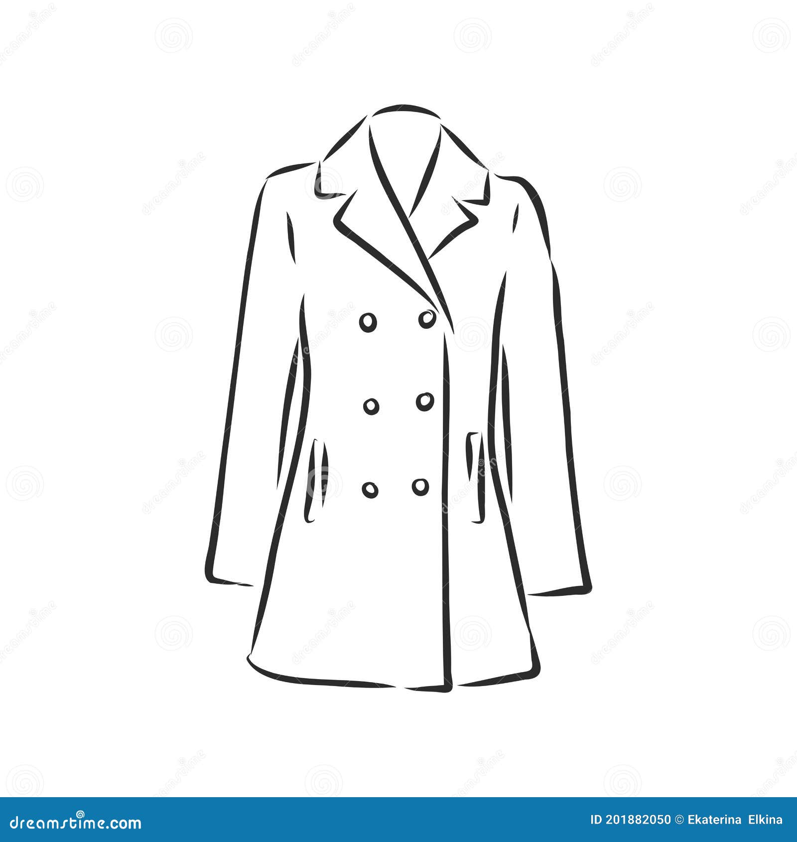 Women`s Coat, Fashion Flat Sketch. Technical Drawing Women`s Coat ...