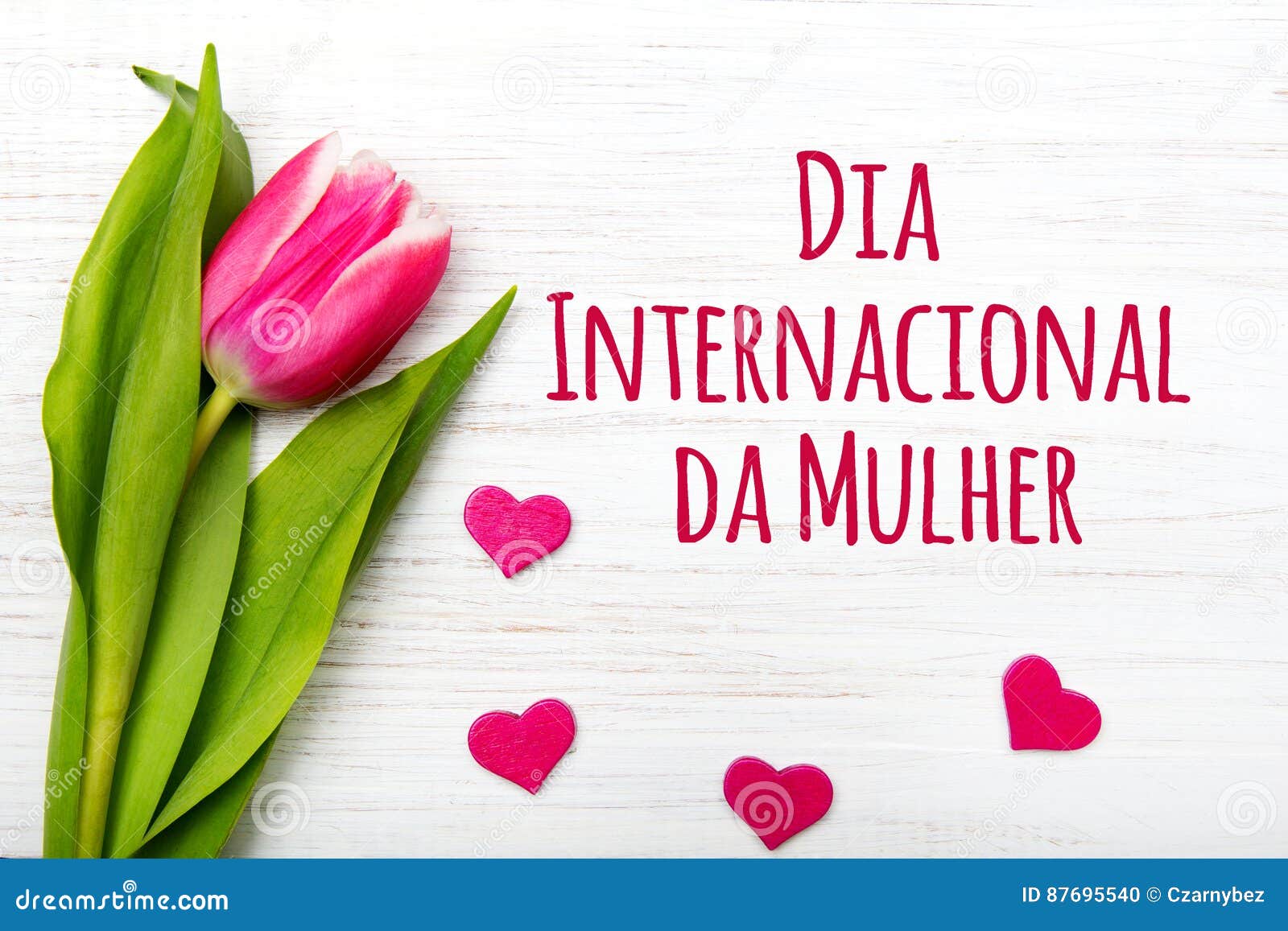 women`s day card with portuguese words `dia internacional da mulher`.