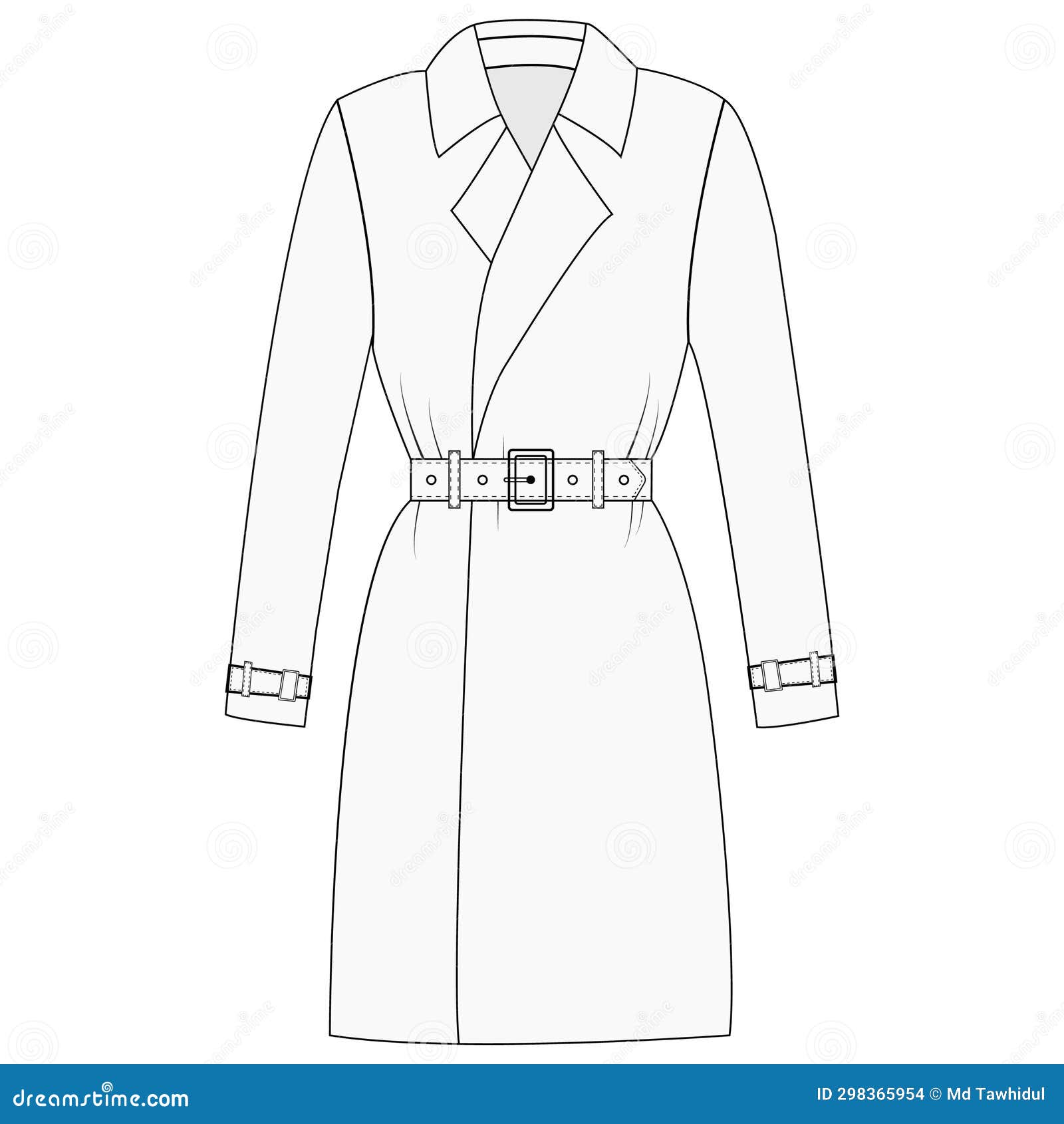 Women S Double-breasted Trench Coat Vector Design, Women Long Coat ...