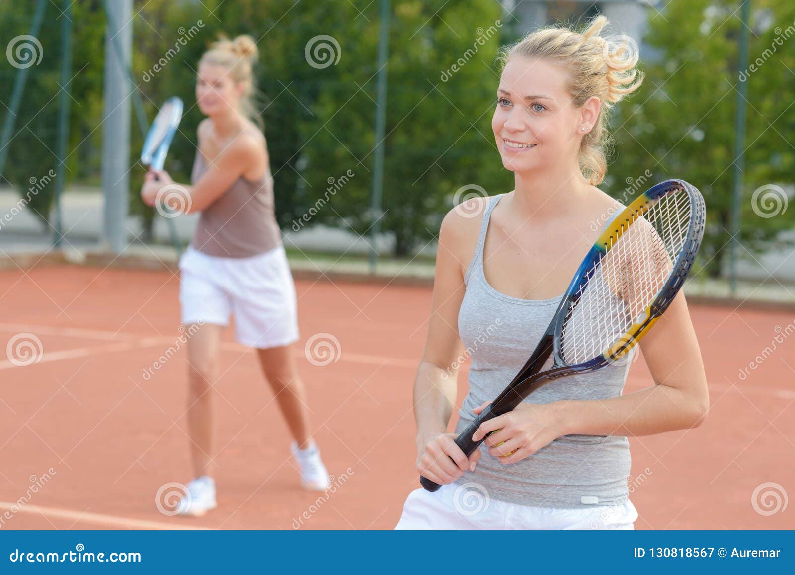 Women`s Doubles Tennis Game Stock Image Image of young, enjoyment