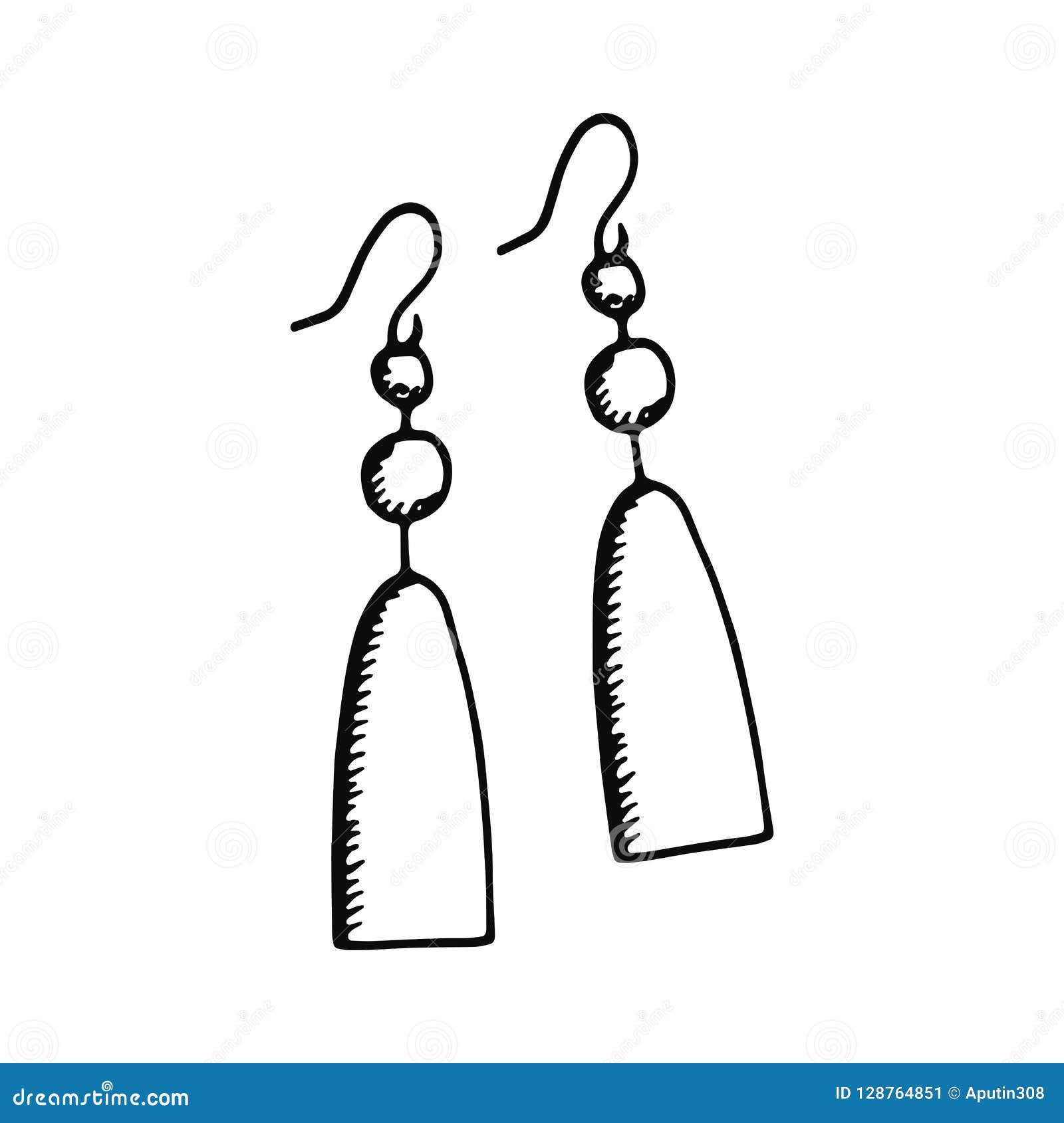 Earrings line drawing Royalty Free Vector Image