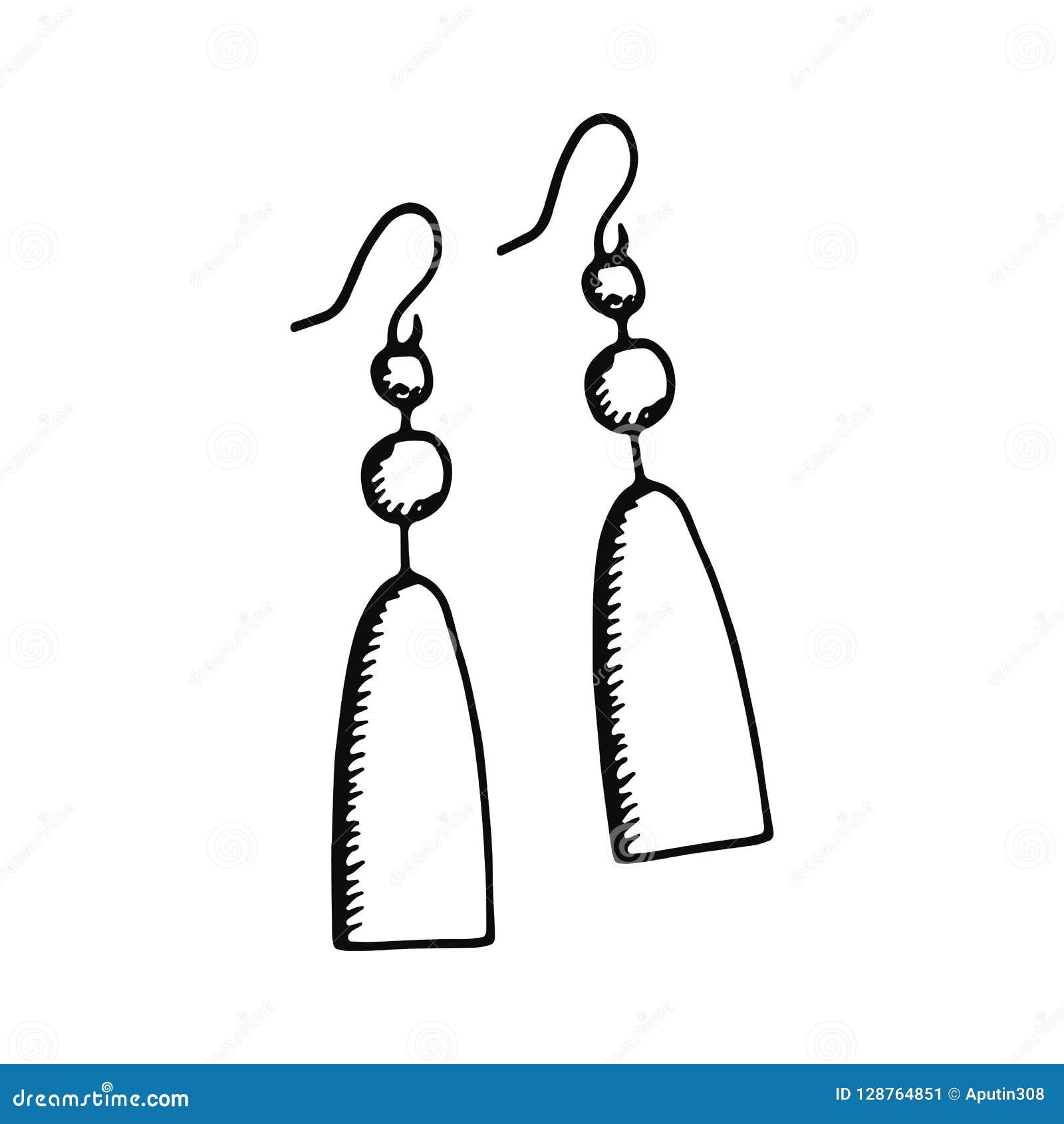Women`s Earrings Sketch Icon. Isolated Object Stock Vector Illustration of design, drawn