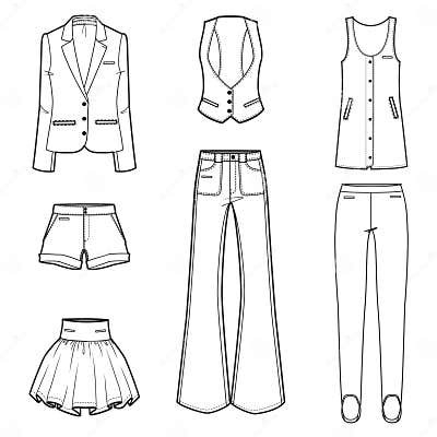 Women S Fashion Clothes Vector Set Stock Vector - Illustration of ...