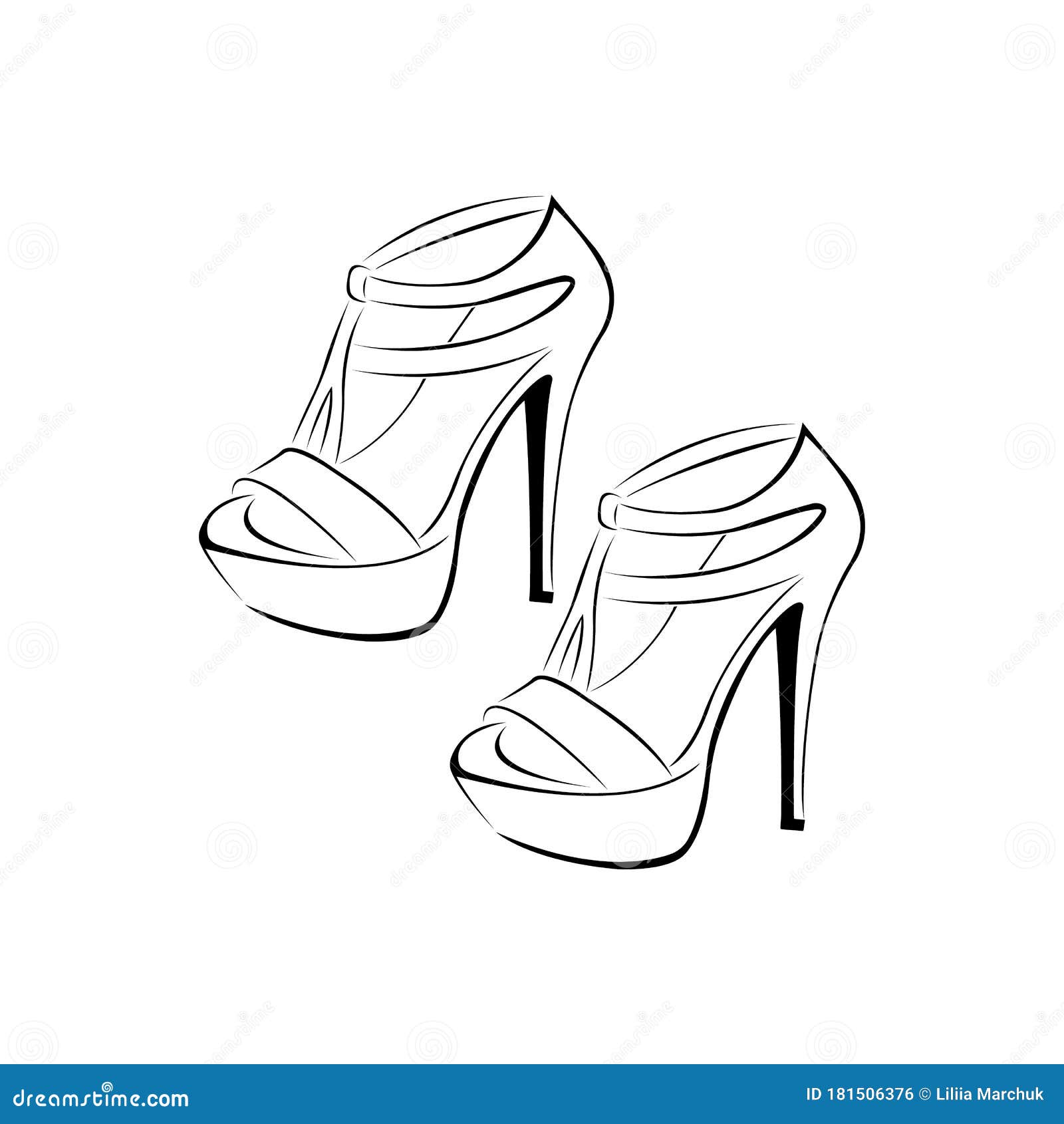 Womens Fashionable Decorative Highheeled Shoes Shoes with an Open Toe  Stock Vector  Illustration of beautiful object 180791141